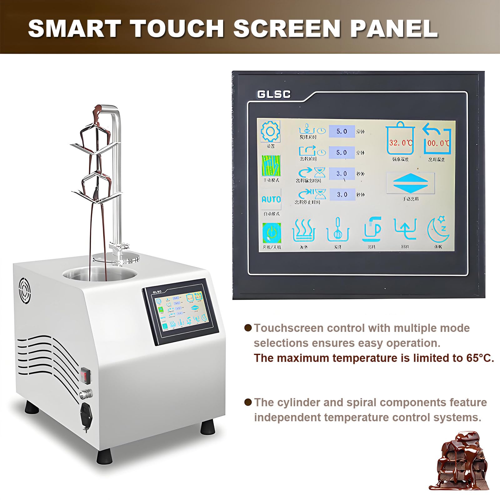 Tempéreuse À Chocolat De Table, Tempéreuse À Chocolat Professionnelle, 5,5 L – 1 000 W, en Acier Inoxydable, Tête Spirale Amovible, Idéale pour Les Chocolateries Et Les Boulangeries.