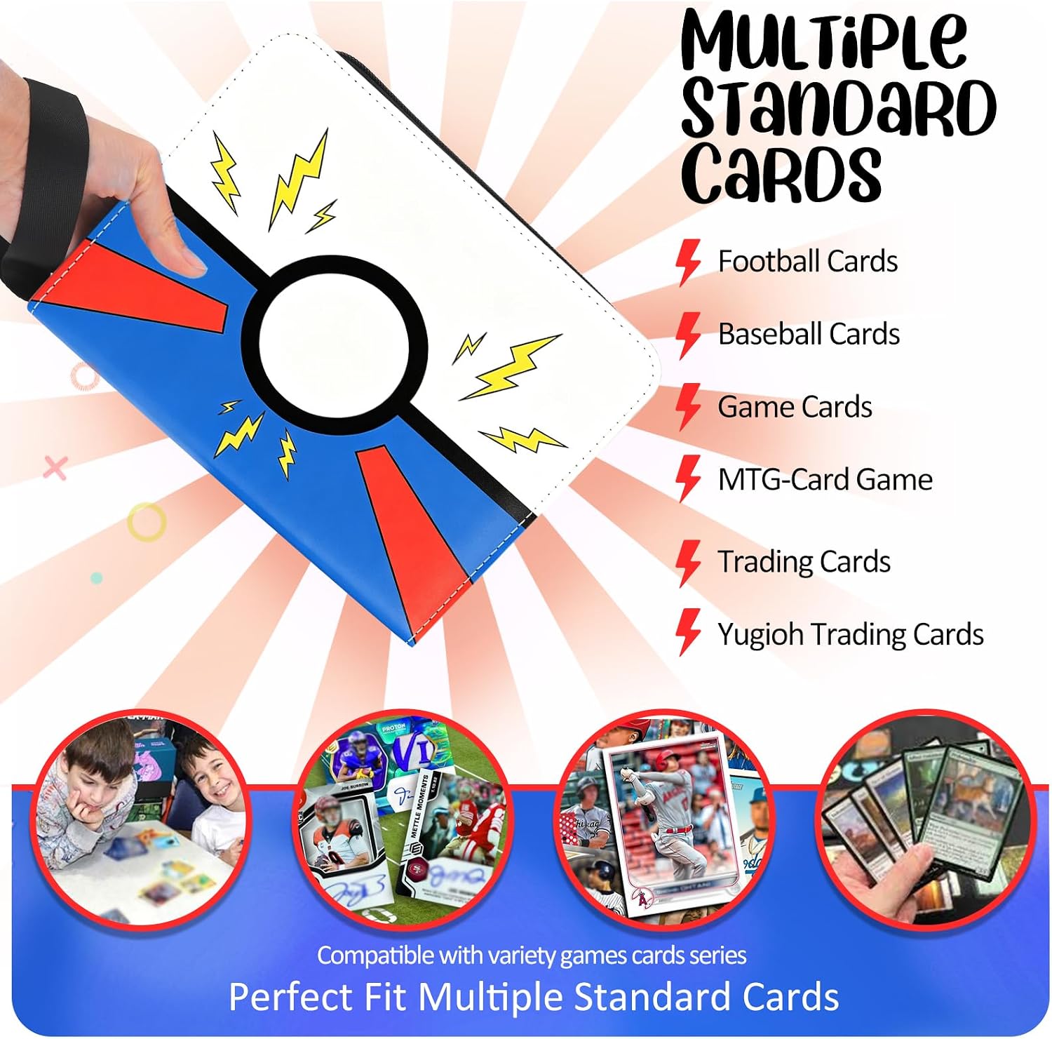 Collectible Trading Card Albums, 400 Card Holders with 50 Removable Sleeves, Portable 4 Pockets Collectible Trading Card Binder, PU Card Collection Binder for MTG, TCG, Sport Card, Game Cards