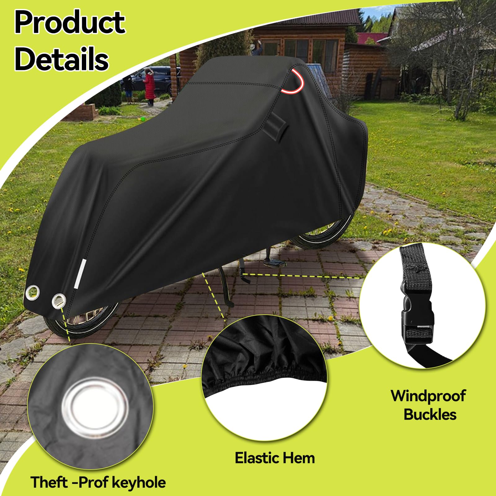 Lastenfahrrad Abdeckung Wasserdicht 420D Oxford-Gewebe Fahrradabdeckung UV-Schutz mit Aufbewahrungsbeutel, Fahrradgarage für Abdeckplane Fahrradschutzhülle Cargo Bike Einspurig 285 x 65 x 115cm