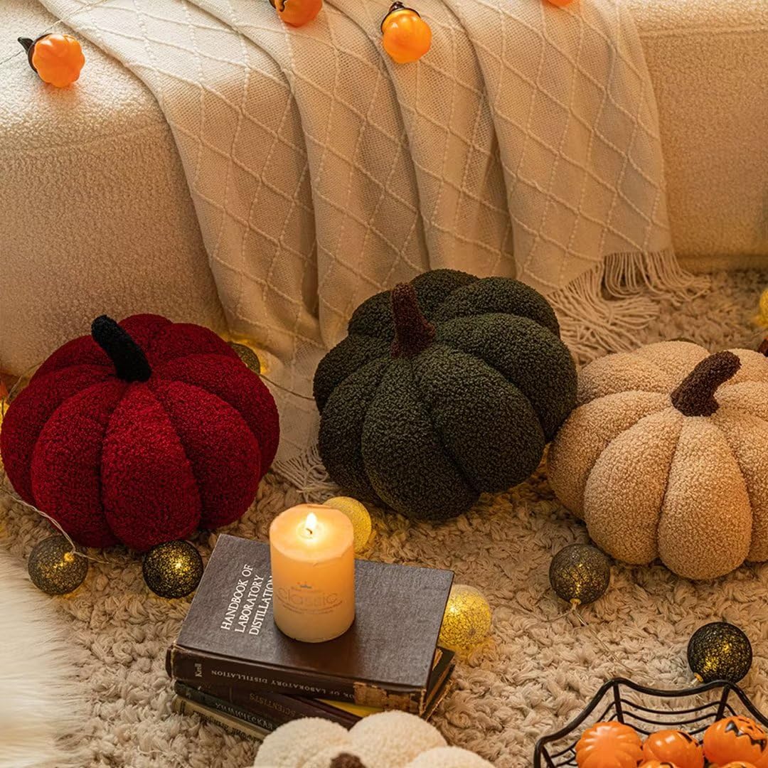 Pompoenkussen - Halloween Decoratief Kussen, Zacht Pluche Herfst Pompoen Decoratie voor Thuis (Bruin, 35cm
