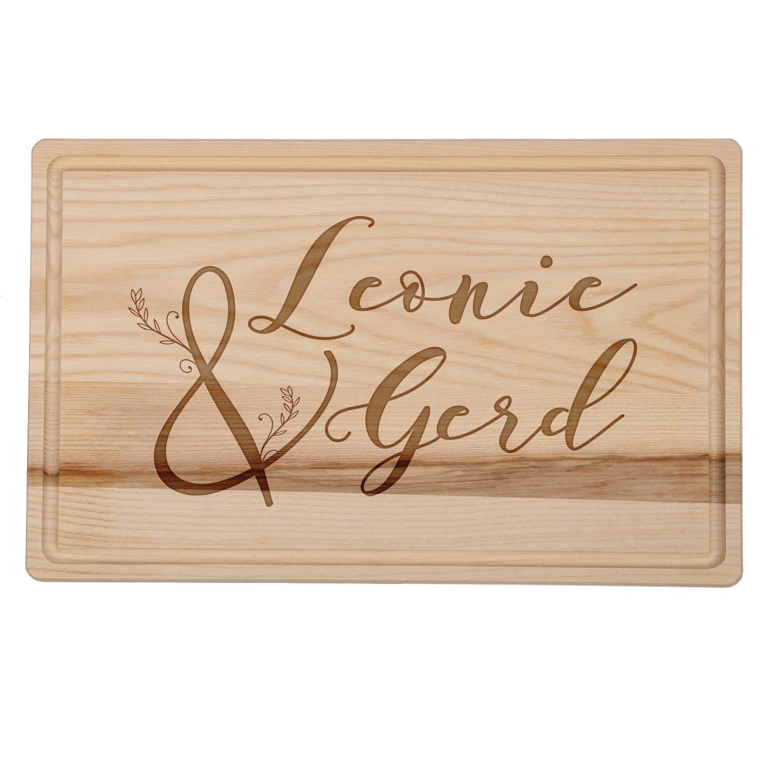 FORYOU24 Holz Schneidebrett hell mit Gravur Motiv 07 - personalisiert mit Wunsch-Namen Küchenbrett graviert als Geschenkidee zur Hochzeit