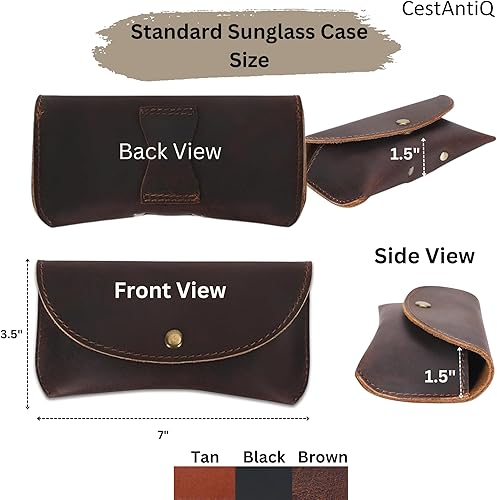 Miniatura 4 de Leather Eyeglass Case Genuine Leather Sunglasses Case Eyewear Pouch Glasses Sleeve Slim Unisex Eyeglass Holder