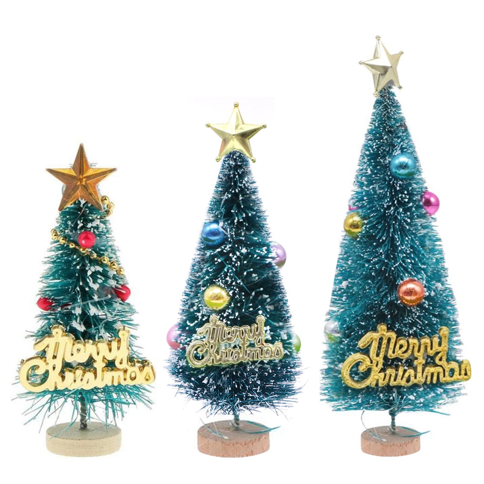 DBAILY Árbol de Navidad, Decoración Navideña, Artículos Navideños, 3 unidades, mini árbol de Navidad verde, pequeño árbol de Navidad adornado, 13,5/10/7 cm