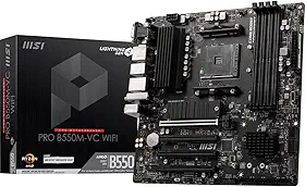 MSI Placa-mãe PRO B550M-VC WiFi ProSeries (AMD Ryzen 5000 Series, AM4, DDR4, PCIe 4.0, SATA 6Gb/s, M.2, USB 3.2 Gen 2, HDMI/DP, Wi-Fi 6E, Bluetooth 5.2, mATX)