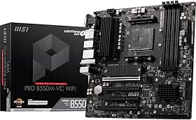 MSI Placa-mãe PRO B550M-VC WiFi ProSeries (AMD Ryzen 5000 Series, AM4, DDR4, PCIe 4.0, SATA 6Gb/s, M.2, USB 3.2 Gen 2, HDMI/DP, Wi-Fi 6E, Bluetooth 5.2, mATX)