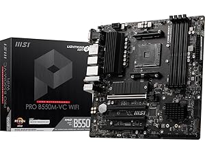 MSI PRO B550M-VC WiFi ProSeries Motherboard (AMD Ryzen 5000 Series, AM4, DDR4, PCIe 4.0, SATA 6Gb/s, M.2, USB 3.2 Gen 2, HDMI/DP, Wi-Fi 6E, Bluetooth 5.2, mATX)