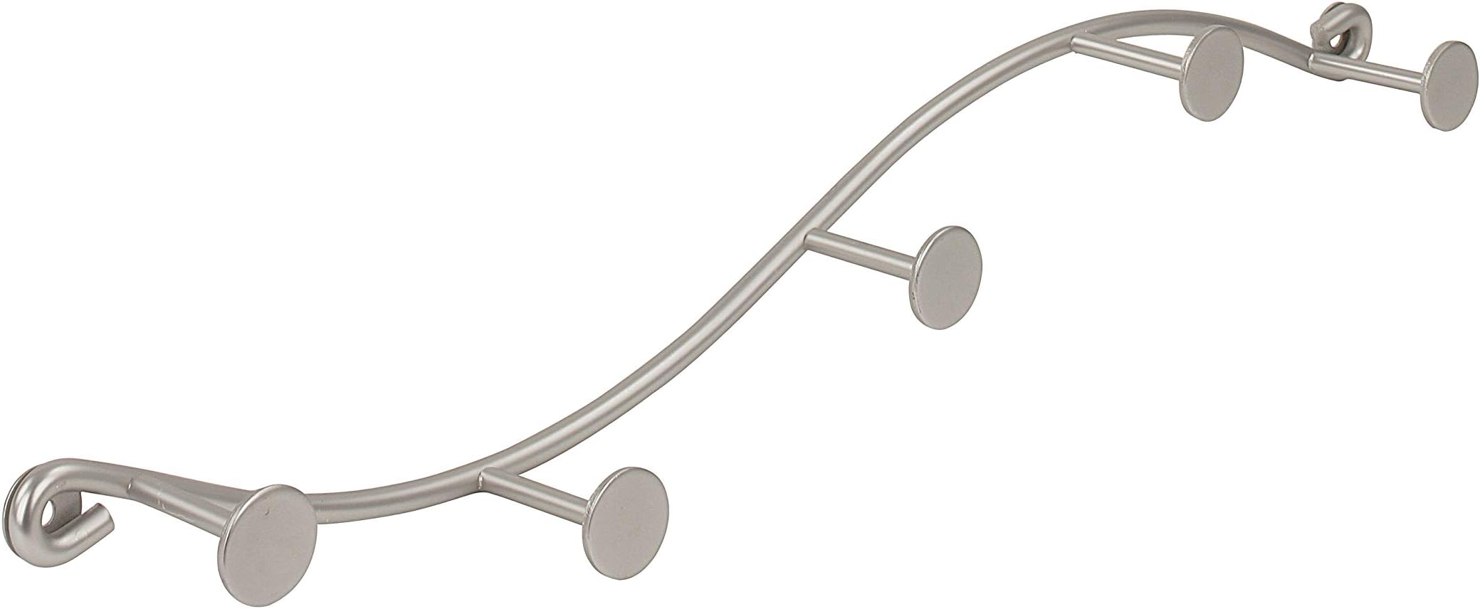 Spectrum Sweep Wall Mount 5-Hook Rack (Satin Nickel) - Wire Storage for Entryway, Bathroom, Backpack, Coat, Jacket, Purse, Belt, Robe, & More / Home Décor & Apartment Essential
