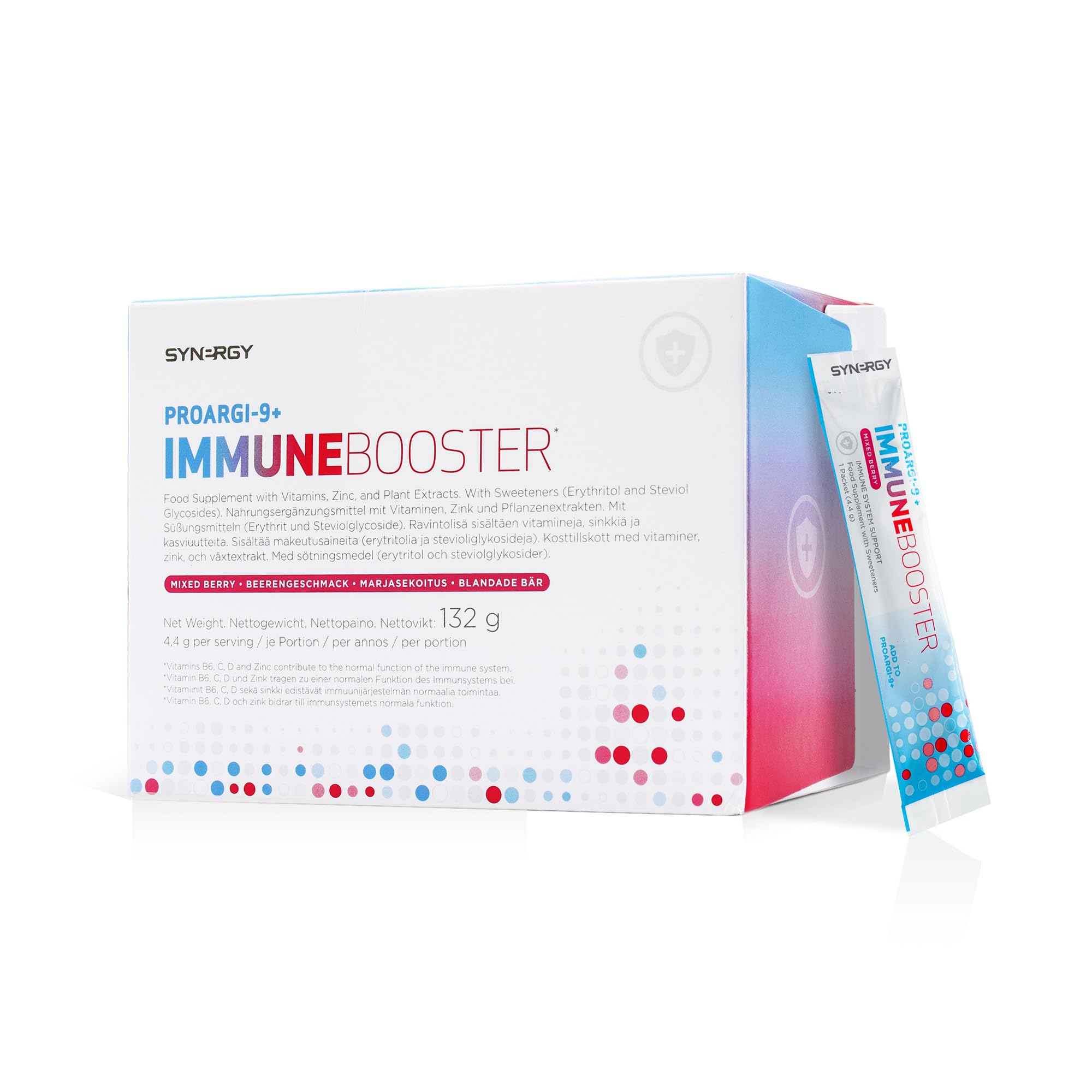 Synergy WorldwideProArgi-9+ Immune Booster 30 Servings | Vitamin C, D3, B6 Supplement | Immune Support & Antioxidant | Promotes Wellness | Gluten-Free | Berry Flavor | 132g