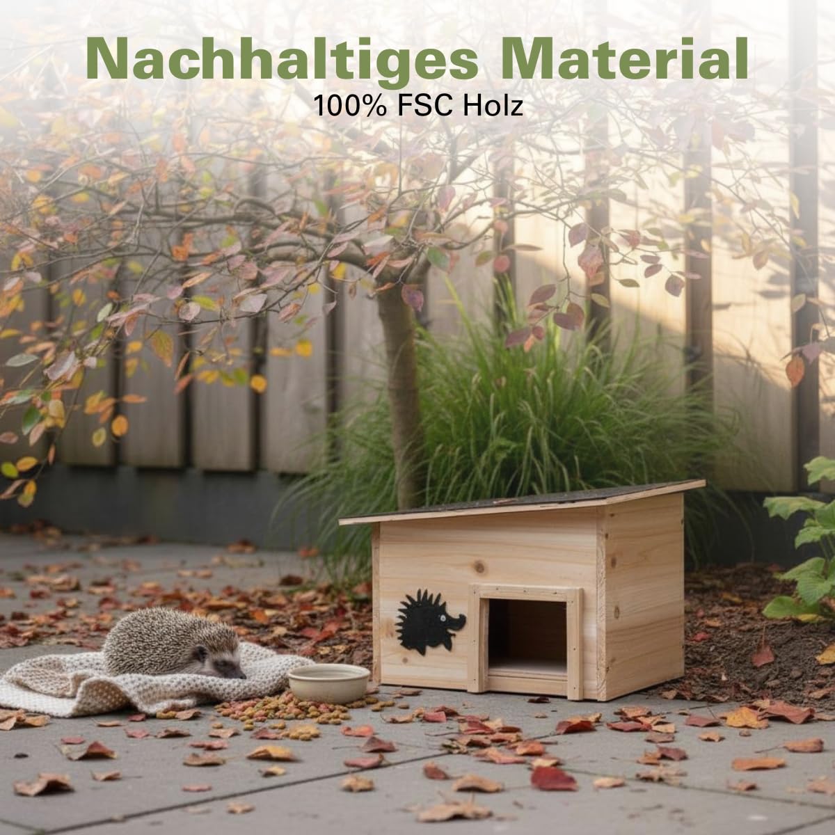 Lifetime Garden Igelhaus Winterfest mit Boden - Igelfutterhaus mit Inlauftunnel und Wasserfest - Igelhäuser Kompakter Unterschlupf 32×26×20 cm - Holz FSC 100%