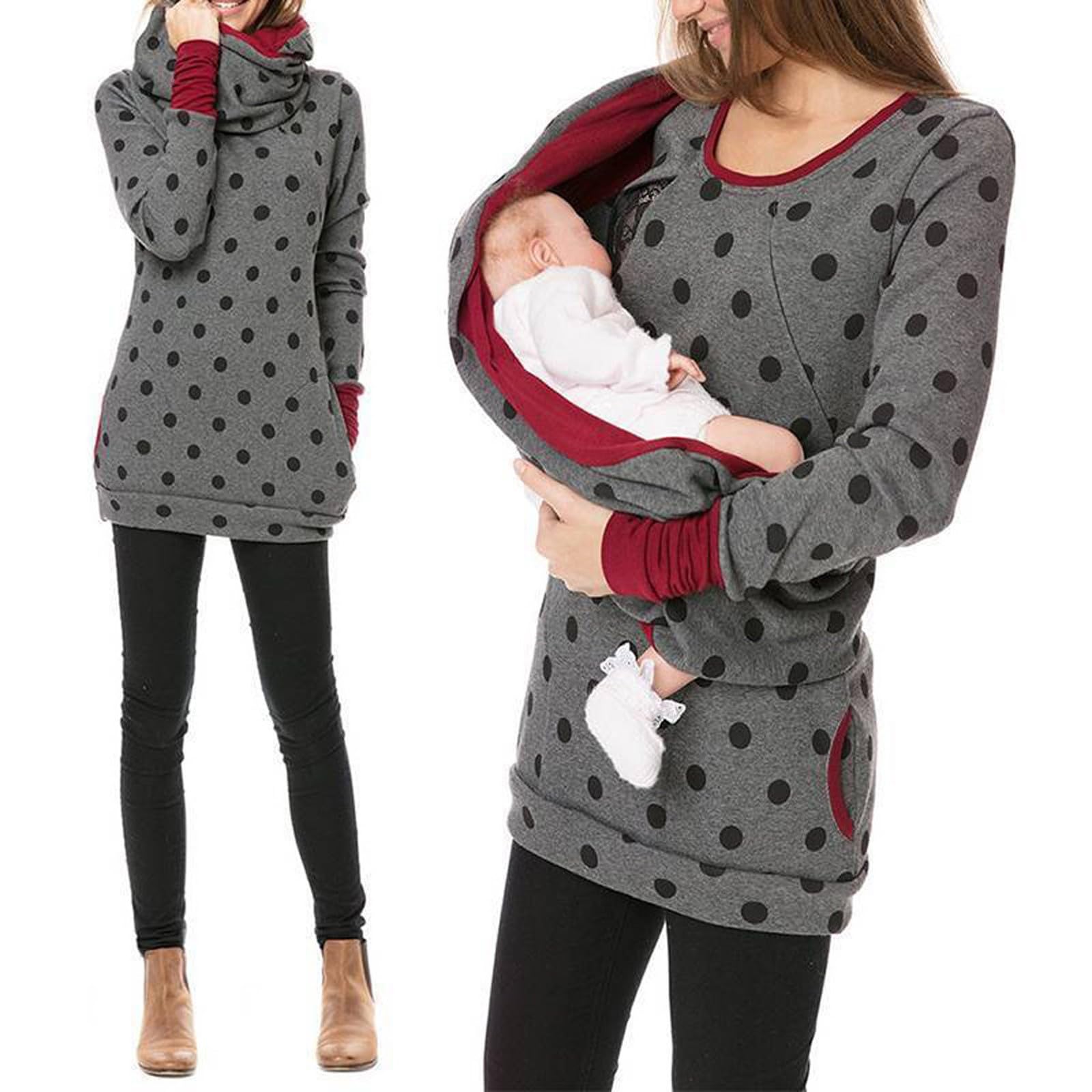 Generisch Erzgebirgskunst Embarazadas, Lactancia, Sudadera con Capucha, Jersey, Top, Blusa de Maternidad con Capucha para Mujer, con Frases, gris, L