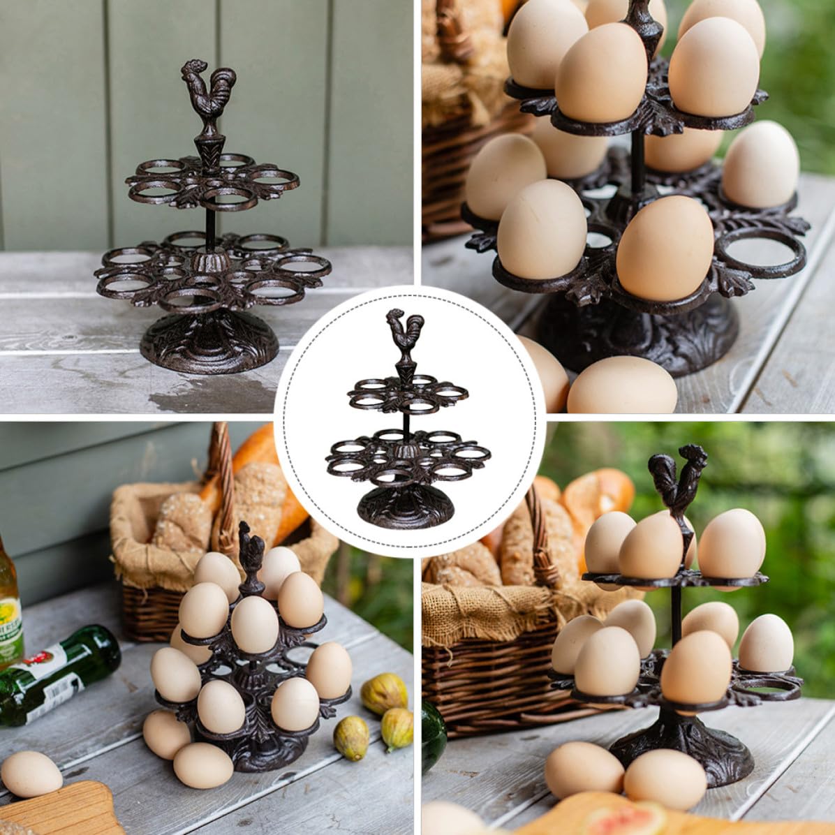 Operitacx Porta Uova Retrò in Ferro Nero, Design Gallina per Cucina | Organizzazione Pratica, Protezione delle Uova, Stile Creativo, Adatto a Tavolo, Forno e Decorazione