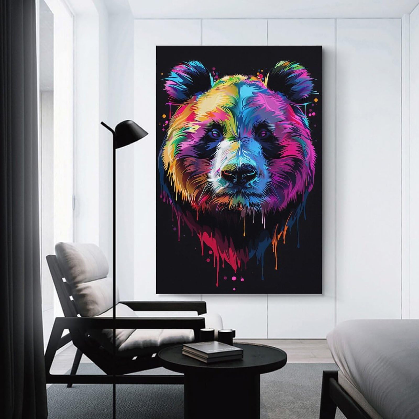 Junmoney Colorful Panda Portrait Home Decor Wall Art, 20x30inch(50x75cm), for Apartment Walls, Studios Or Work Areas, Stylish Wall Art for Fresh Spaces