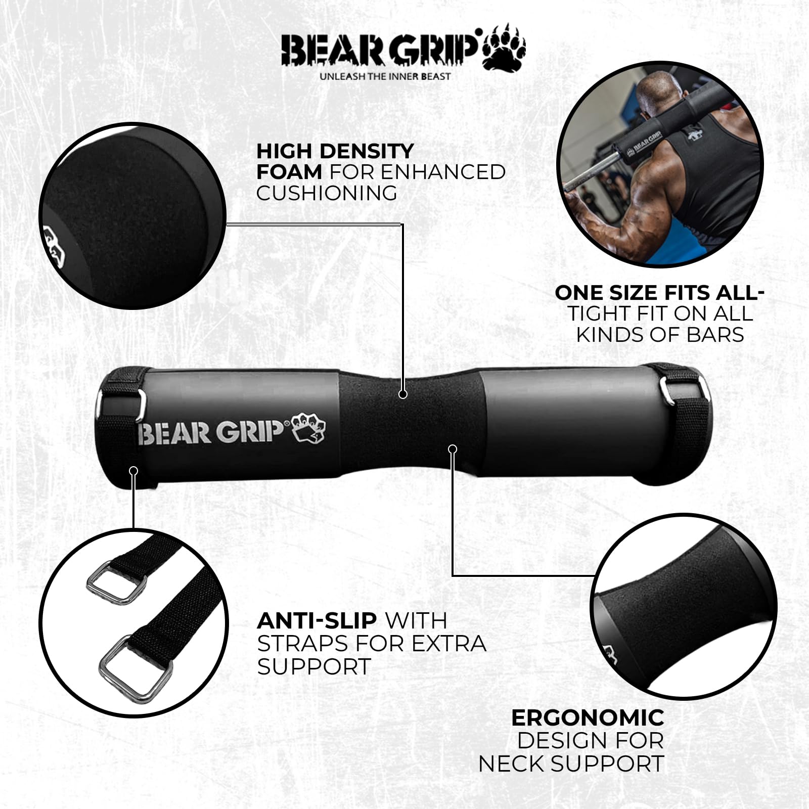 Power Guidance Coussinet De Protection Pour Haltères - Protection Du Cou Et Des Epaules Ideal Pour Les Squats Les Fentes Les Poussees De Hanches Lhalterophilie Et Plus Encore Convient