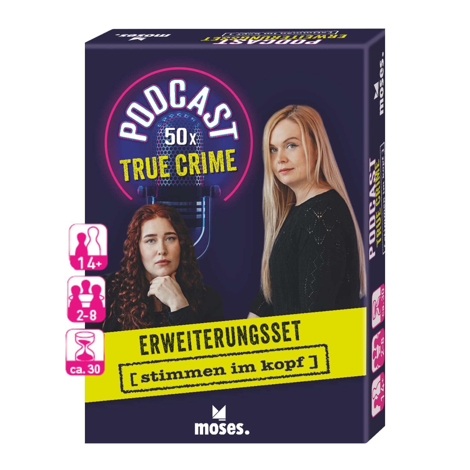 Moses. Podcast - The Game True Crime Expansion Set - 50 New Discussion Cards for Fans of Real Crime Cases, Communication Game for 2-8 People, for Teenagers & Adults from 14 Years