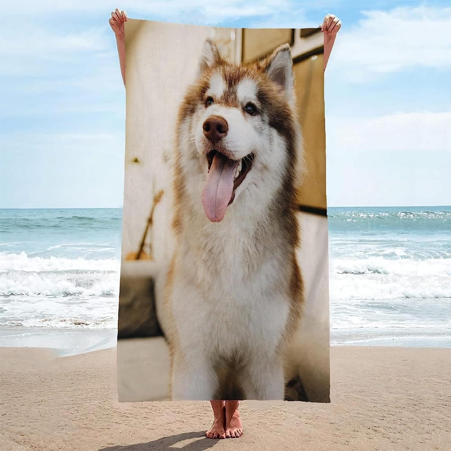 Perro Toalla Playa Grande 200x200, Perro Animal Toalla de Playa Microfibra, Toallas, Toallas Baño, Absorbente, Secado Rapido, Sin Arena, Piscina, Playa, Camping b2001