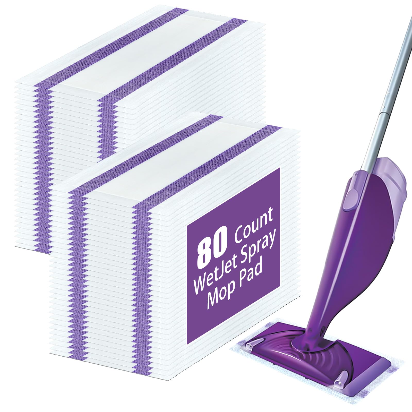 DOCXCDO Paquete de 80 almohadillas desechables para mopa Swiffer Wet Jet, almohadilla de fregona seca y húmeda compatible con Swiffer Wet Jet y cualquier modelo de fregona de velcro, almohadilla