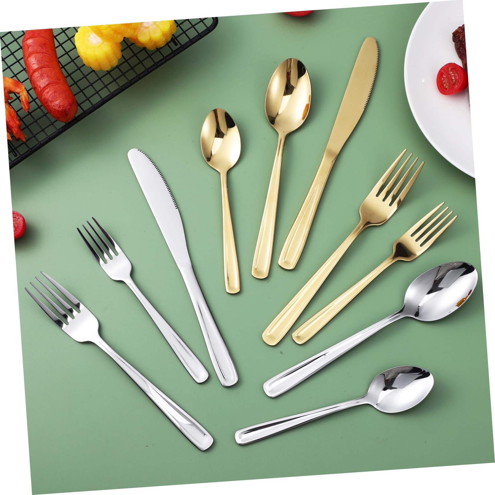 PRETYZOOM Set Posate da Bistecca in Acciaio Inossidabile, 2 Set da 5 Pezzi, Impugnatura Comoda, per Taglio Facile della Carne a Tavola