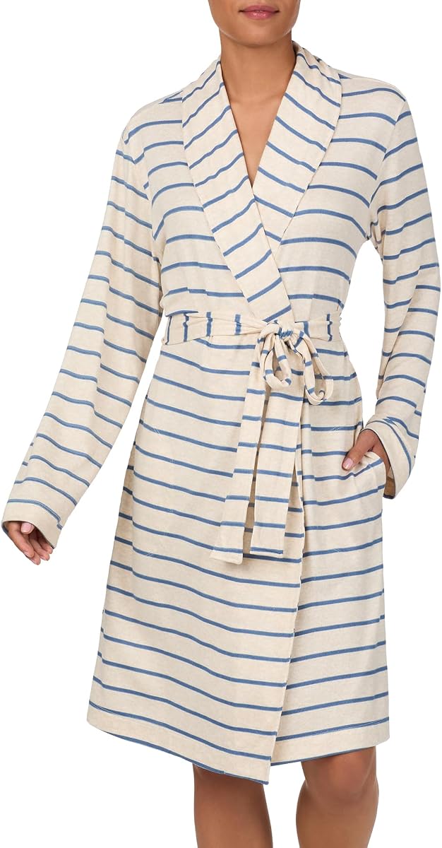 Nautica Womens Ultra-Soft Robe - Lightweight & Cozy Long Sleeve, Knee Length Bathrobe - Sweater Knit Sleepwear & Loungewear