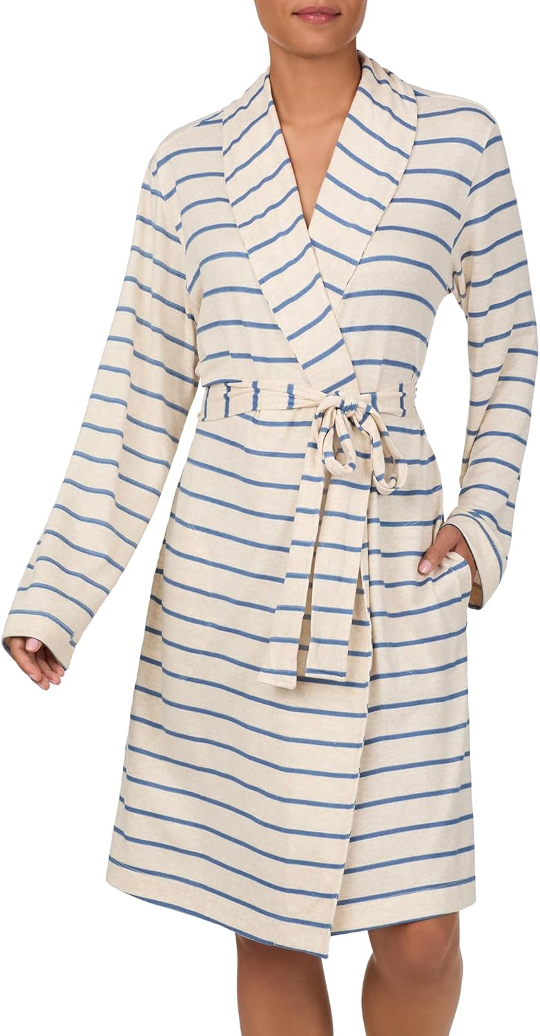 Nautica Womens Ultra-Soft Robe - Lightweight & Cozy Long Sleeve, Knee Length Bathrobe - Sweater Knit Sleepwear & Loungewear