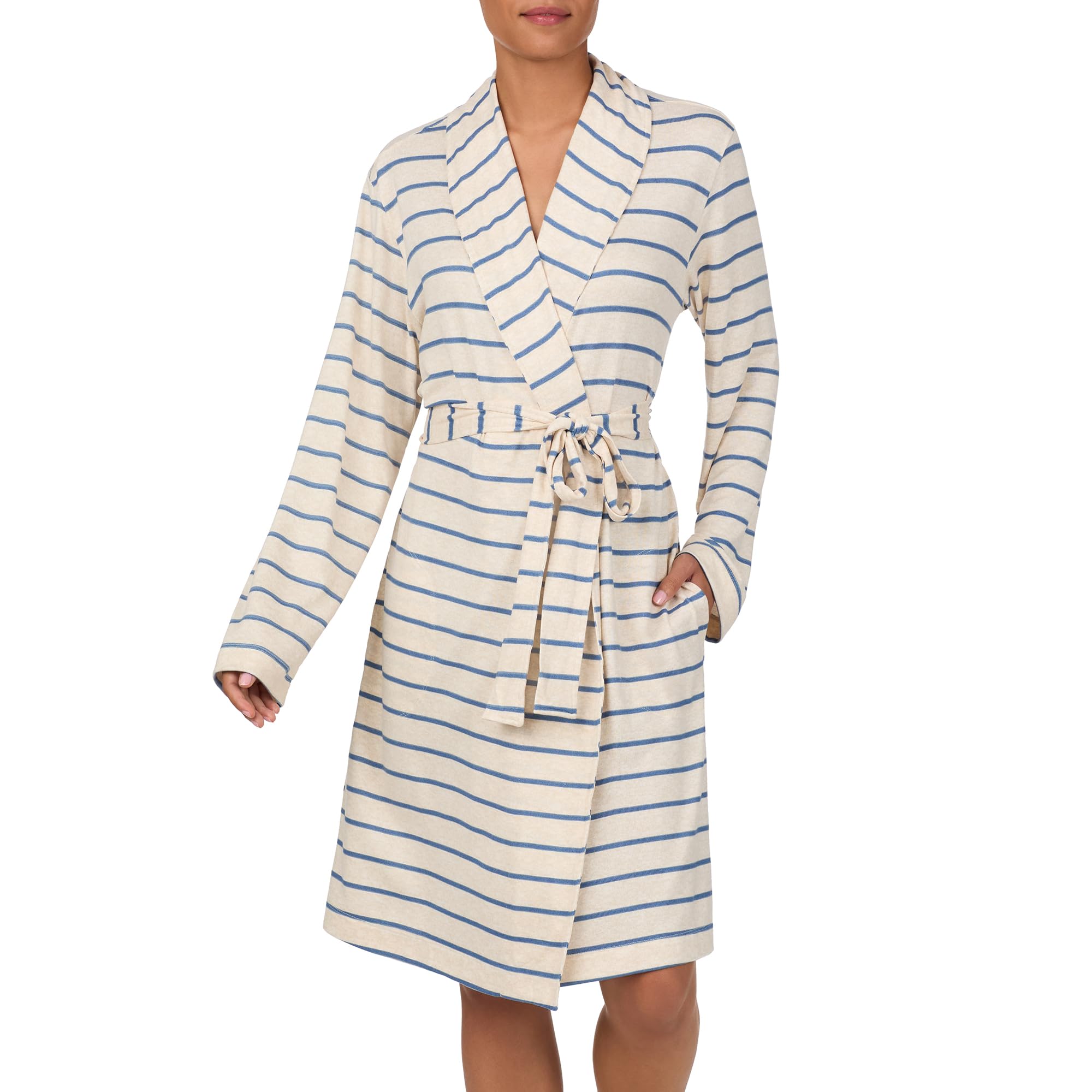 Nautica Womens Ultra-Soft Robe - Lightweight & Cozy Long Sleeve, Knee Length Bathrobe - Sweater Knit Sleepwear & Loungewear