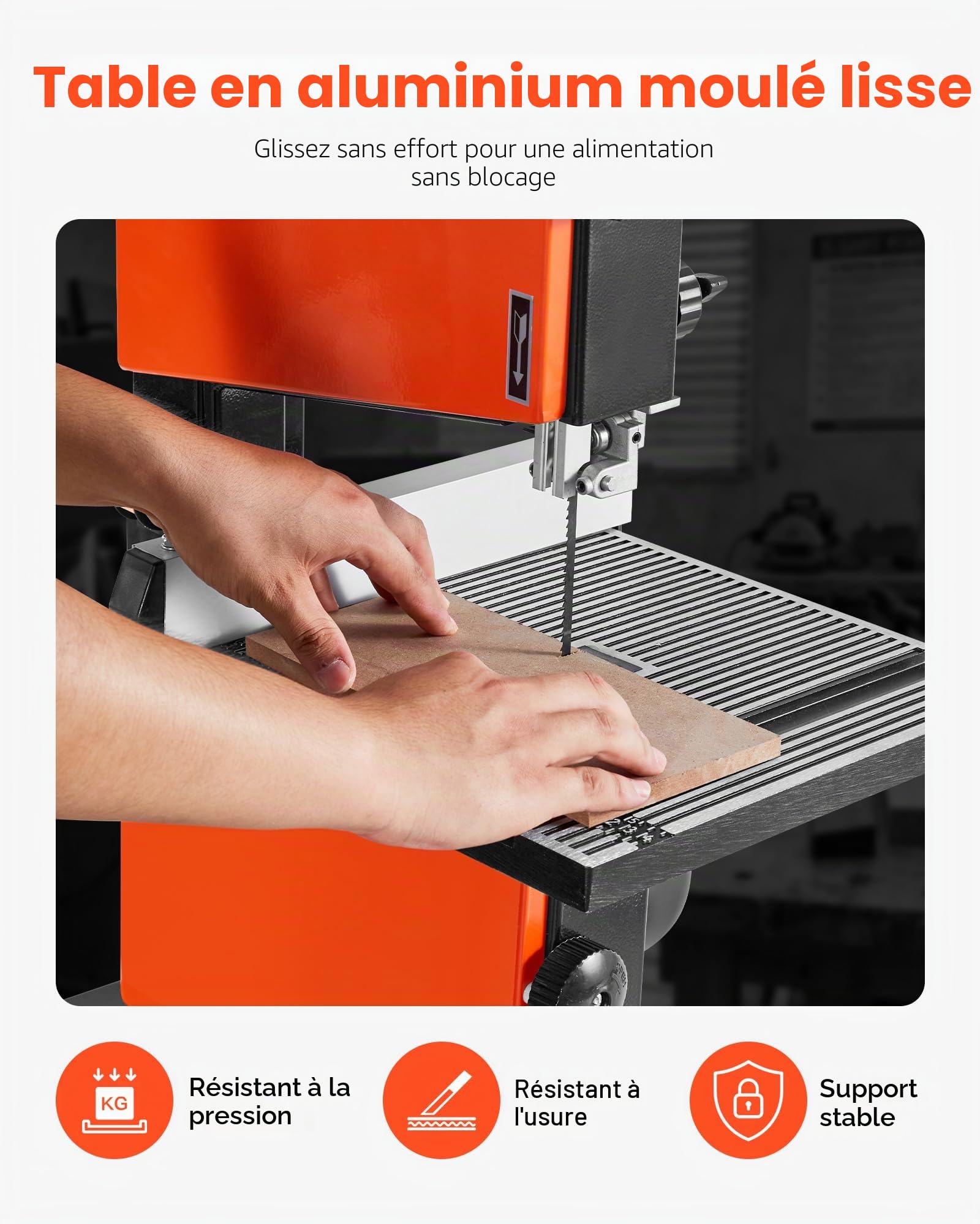 VEVOR Scie à Ruban Bois 373 W, Largeur de Coupe 229 mm, Hauteur de Coupe 90 mm