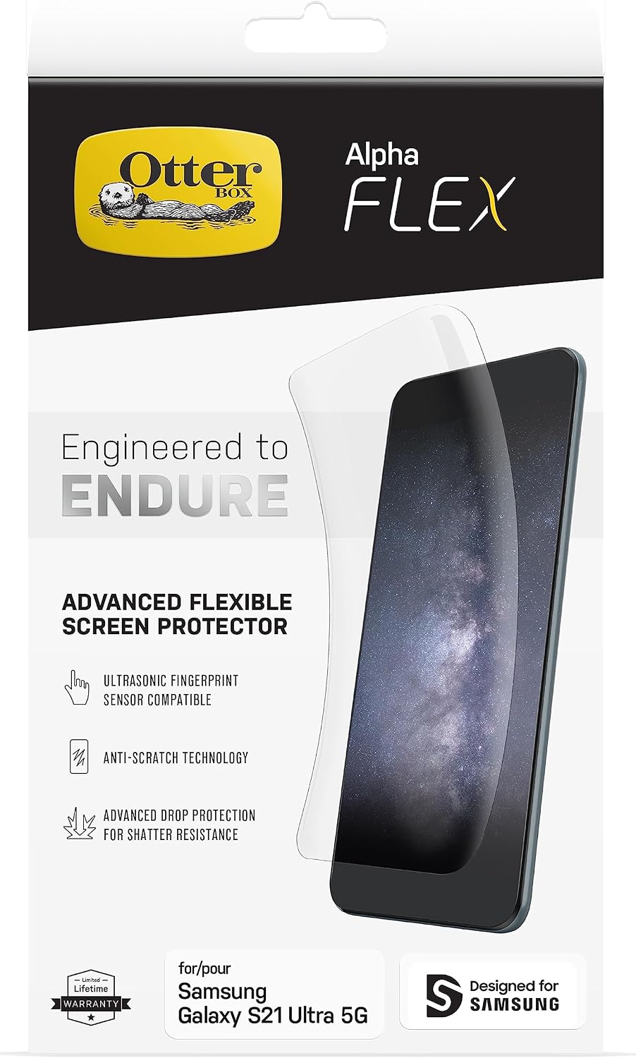 OtterBox Alpha Flex Flexible Screen Protector for Galaxy S21 Ultra (5G) - Clear