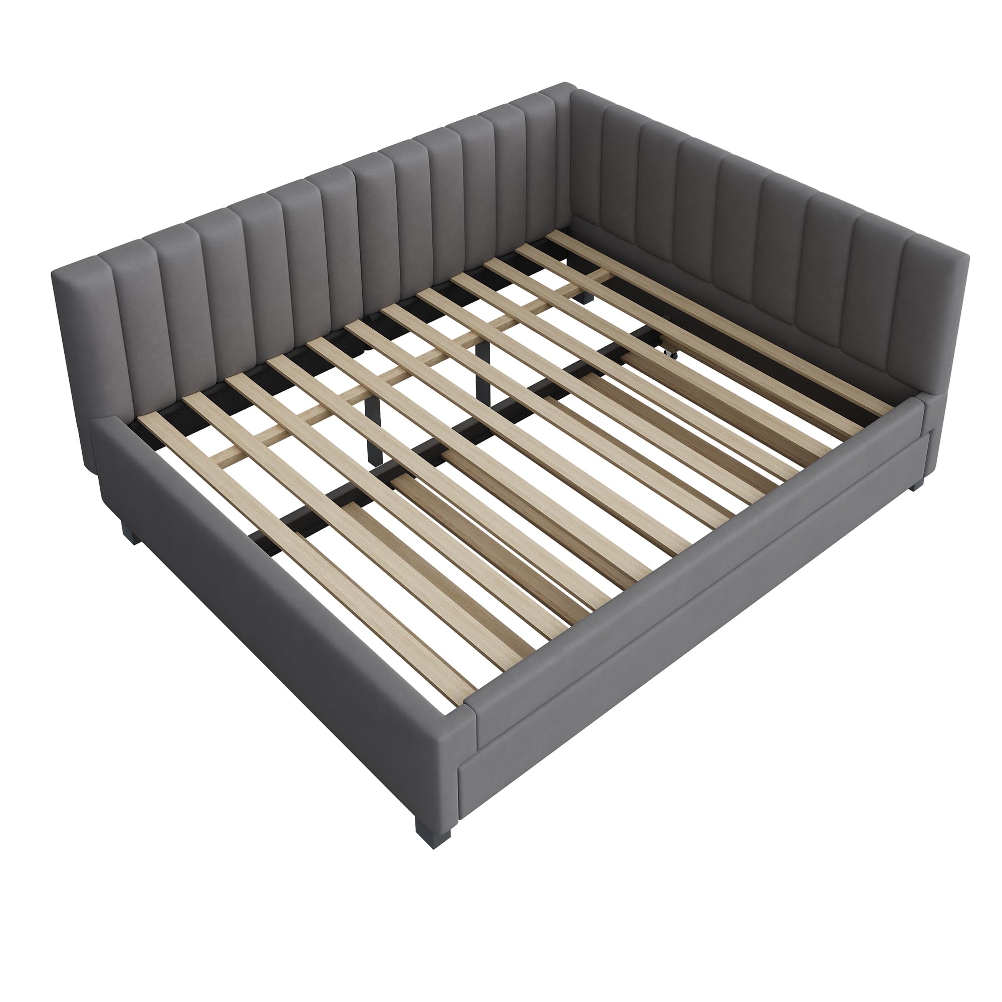 Polsterbett 140x200, Ausziehbares Schlafsofa,Sofabett, Multifunktionsbett mit Lattenrost, Jugendbetten Kinderbetten Gästebetten, Zwei betten, Schlafcouch, Funktionsbett Beige (Grau-140)