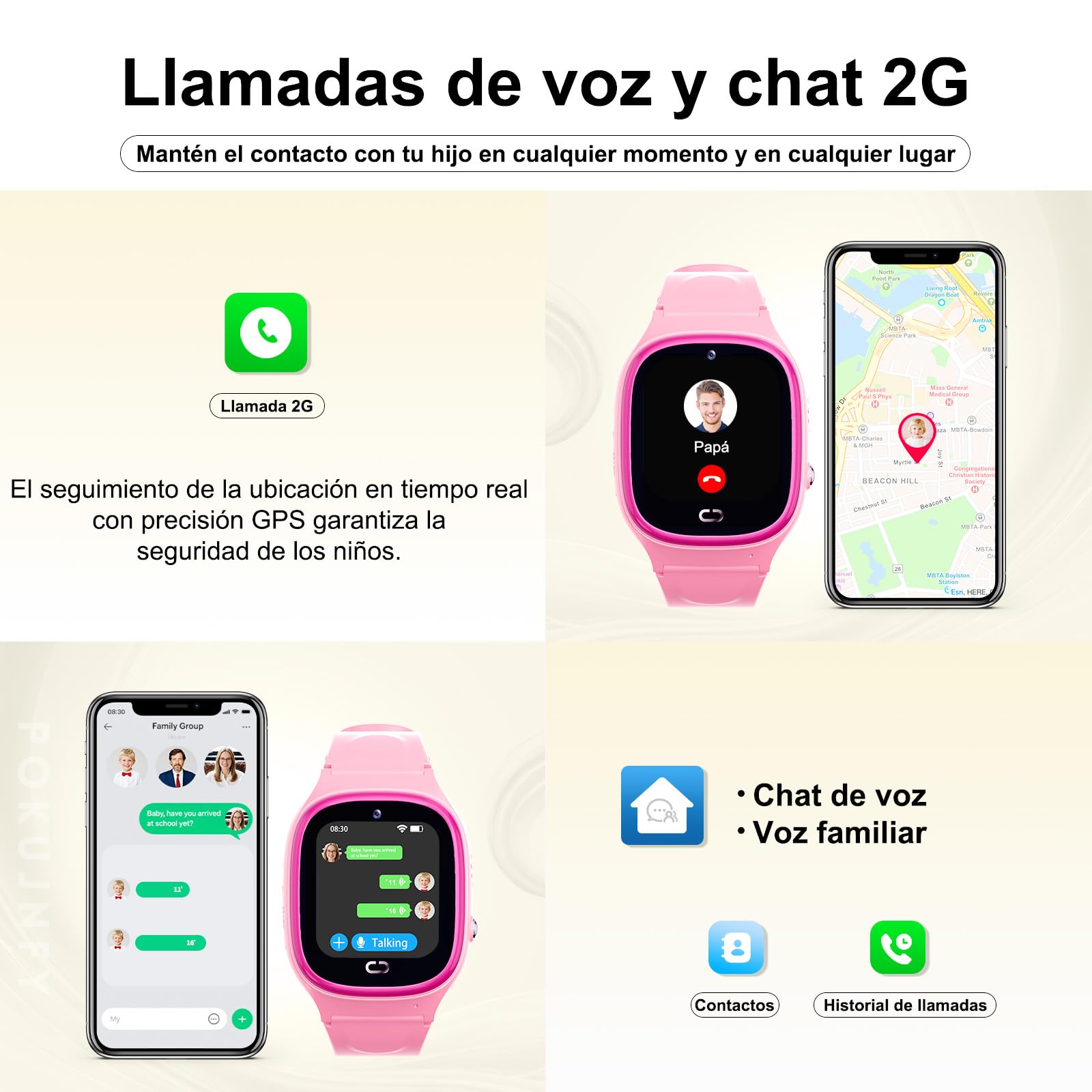 Reloj Inteligente Niño GPS y Llamadas Teléfono Chat SOS Contactos | Despertador Juego IP68 Impermeable Modo Clase Digital Reloj Inteligente Niña Niños Niñas Cumpleaños Regalo