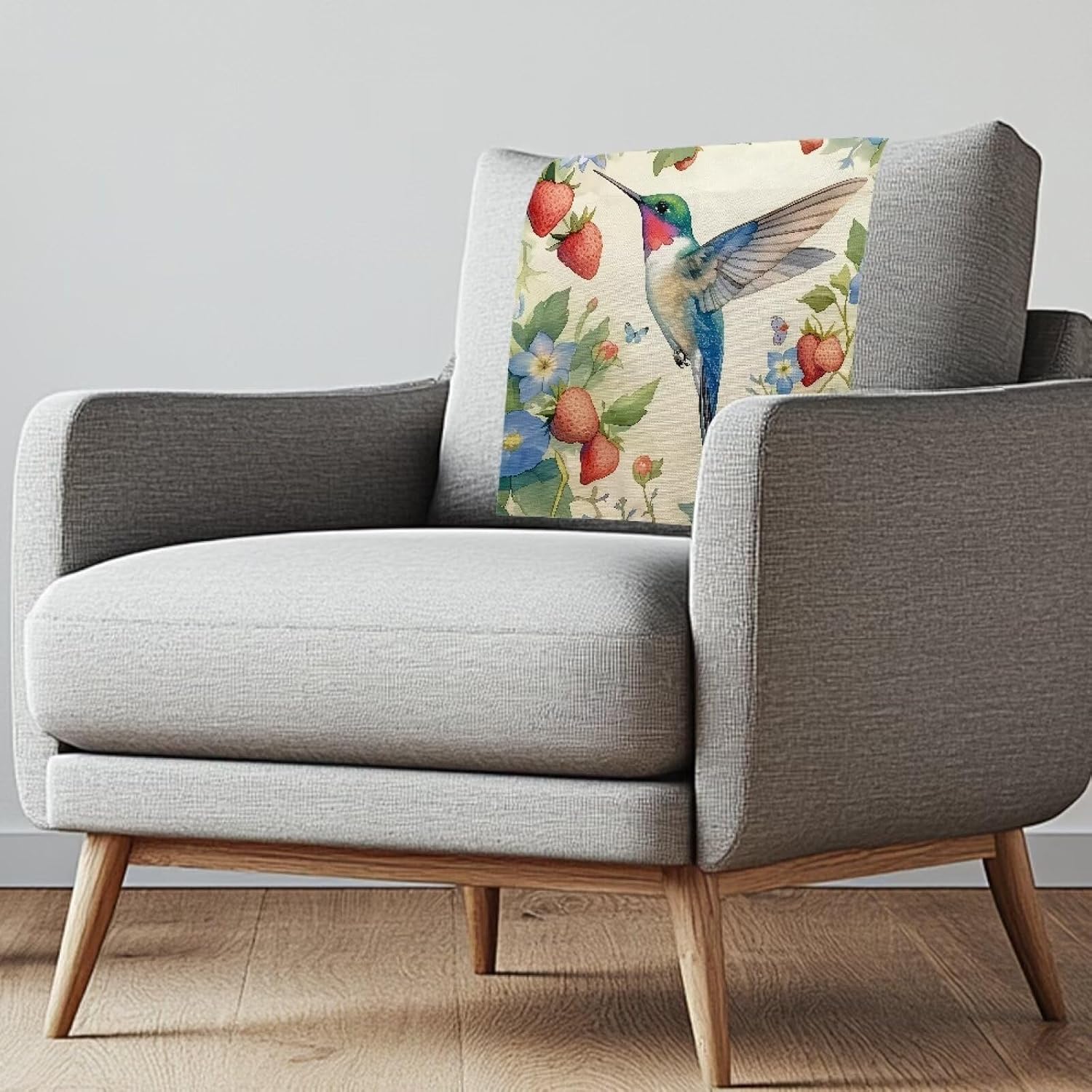Hummingbird Strawberry Recline Chair Headrest Cover Lightweight Headrest Protector for Sofa Couch Loveseat Furniture Headrest Protector 26.18 * 16.53 inches (10 Twist pins) Easy to Install