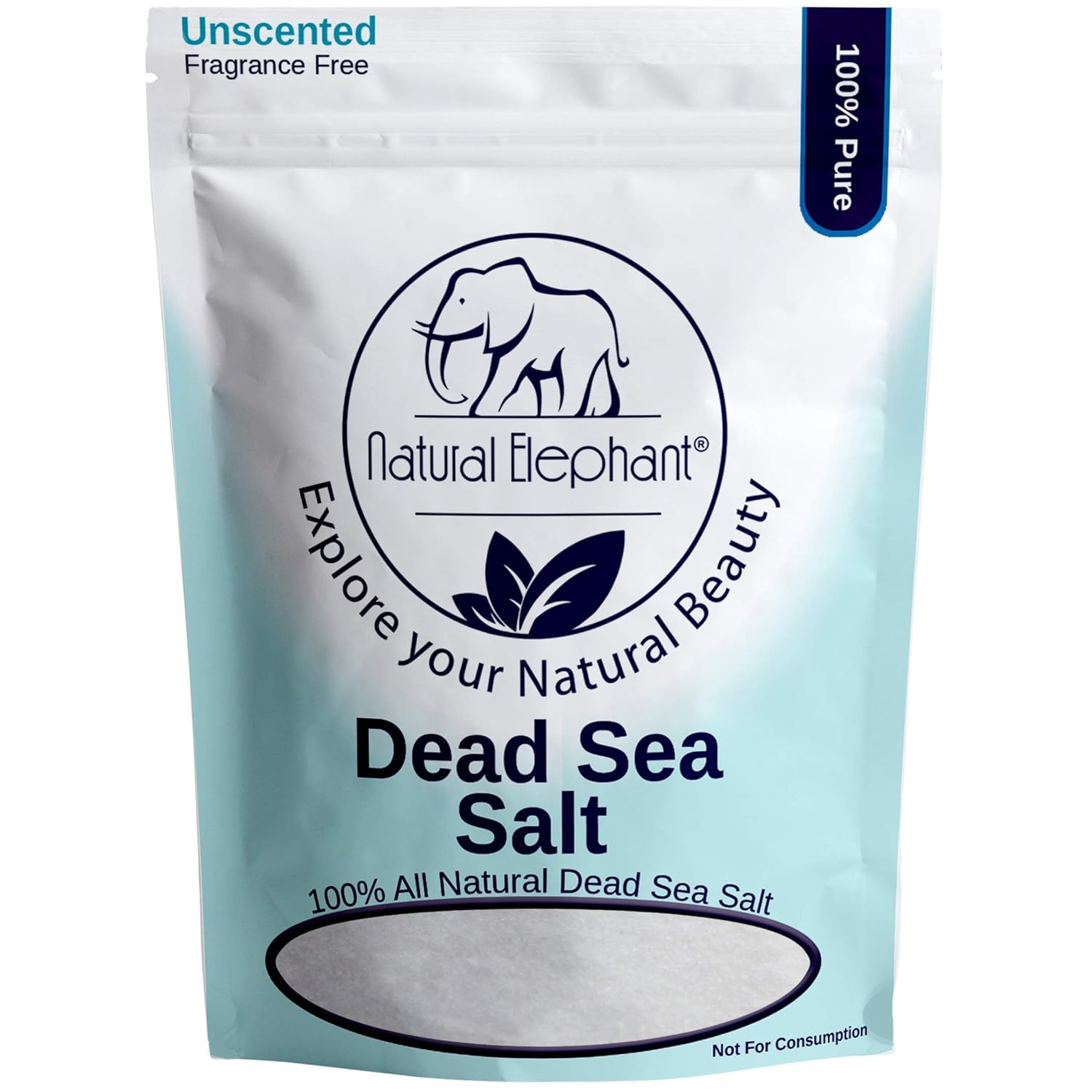 Natural Elephant Dead Sea Salt 100% Natural & Pure 1 lb, 2 lb, 5 lb, 10 lb Bag Fine Grain for Psoriasis Eczema Acne & other Dermatological Needs, 1 lb, 450 g : Grocery & Gourmet Food
