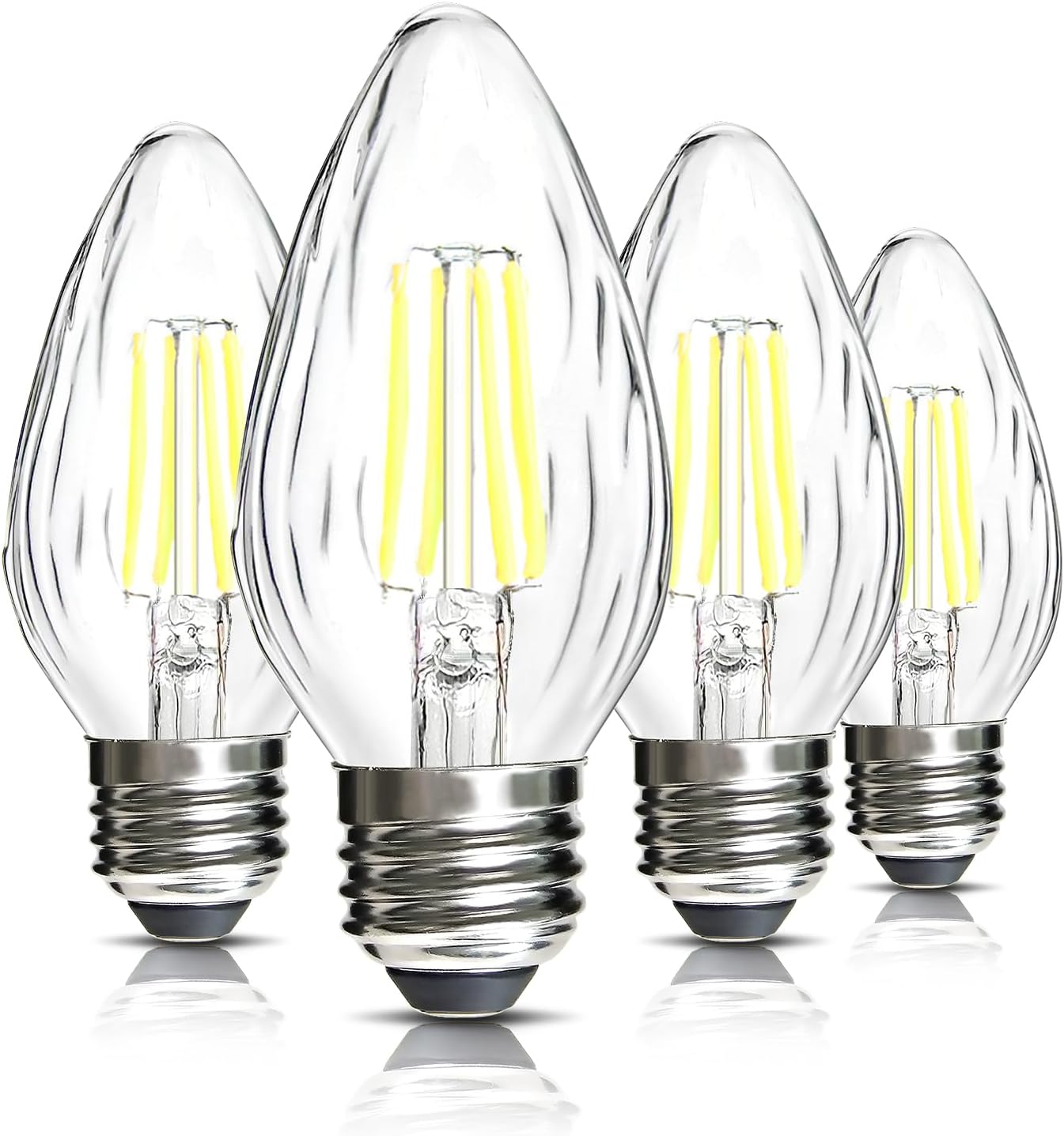 BRIMAX F15 4W LED Light Bulbs, Daylight White 5000K,40W Incandescent Equivalent,Dimmable,E26 Medium Base,Vintage Wrinkle Glass Cover,4 Pack
