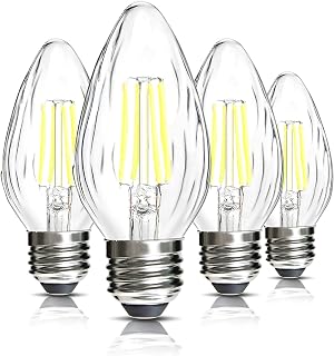 BRIMAX F15 4W LED Light Bulbs, Daylight White 5000K,40W Incandescent Equivalent,Dimmable,E26 Medium Base,Vintage Wrinkle Glass Cover,4 Pack