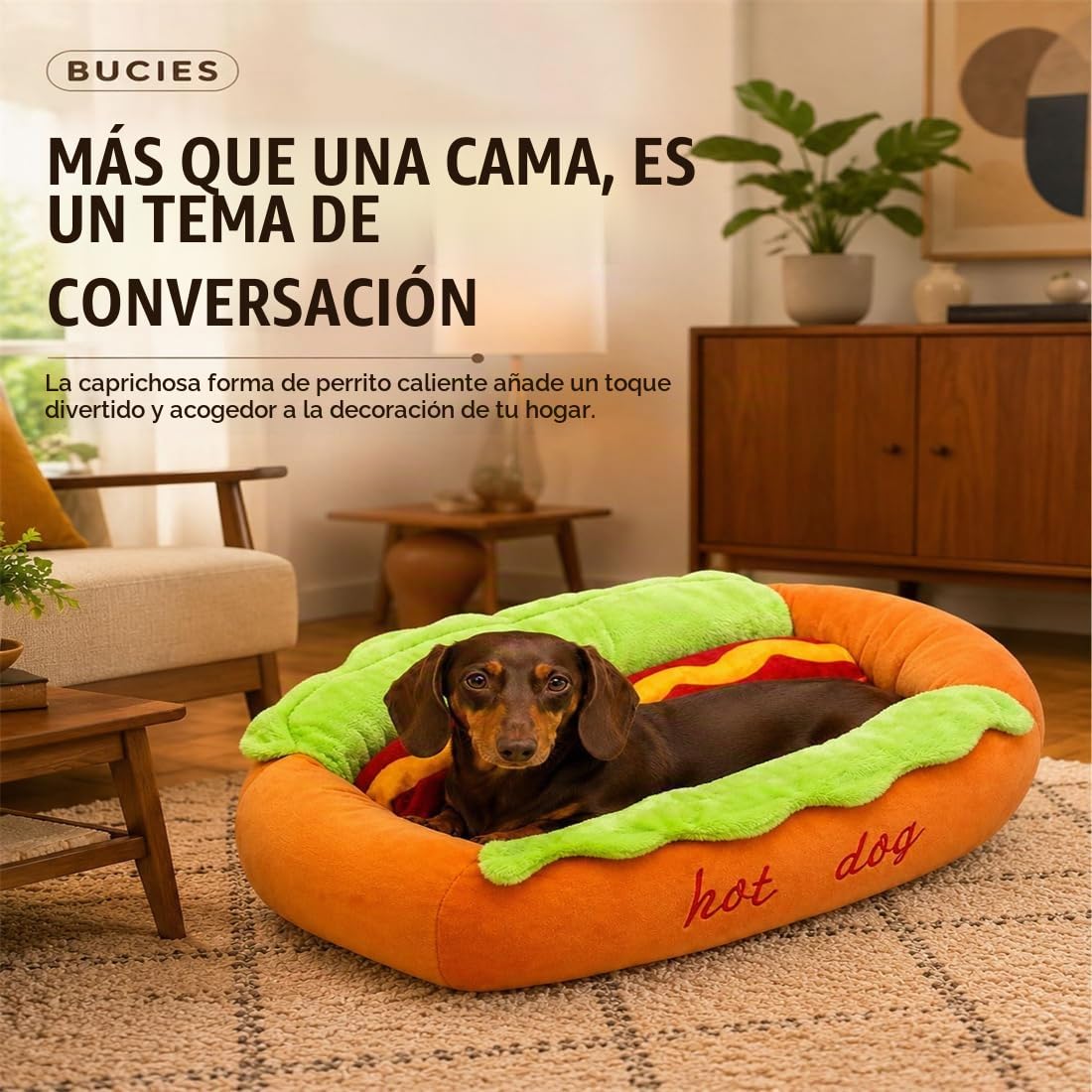 Cama Perro Hot Dog, Cojín Suave Lavable para Perros y Gatos Pequeños (50 * 35cm)