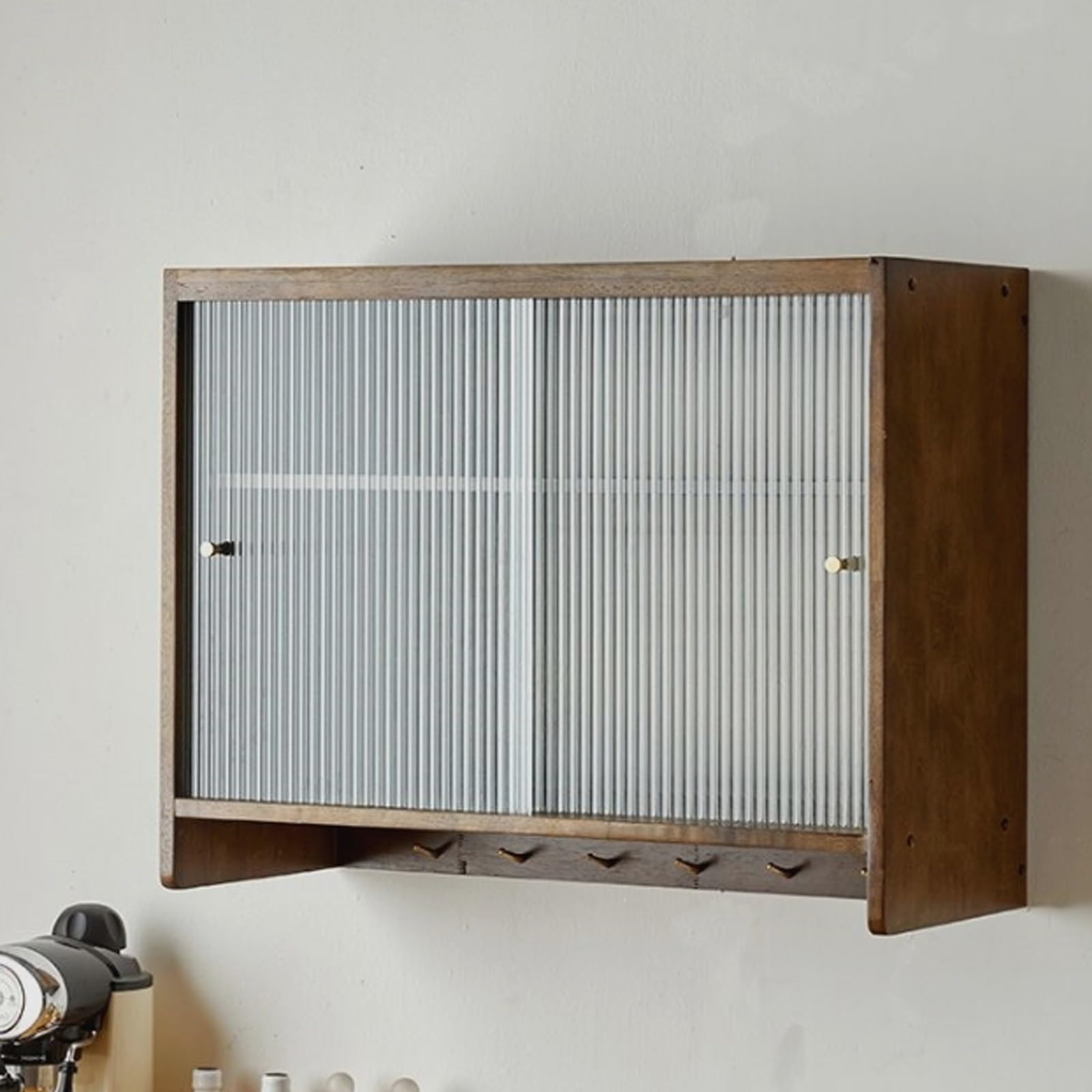 Meuble de rangement mural en bois avec portes vitrées placard suspendu cuisine
