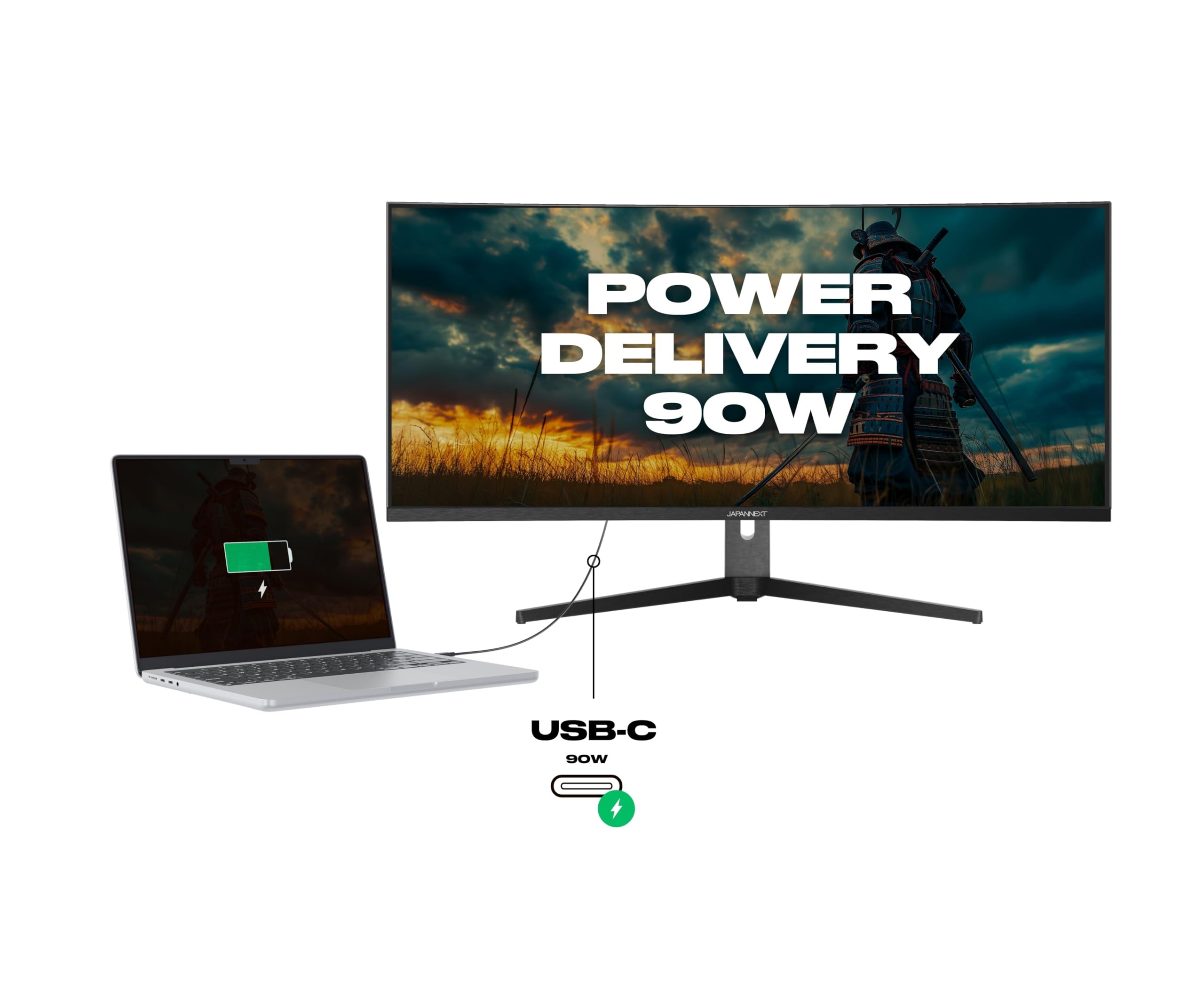 JapanNext Gaming 40” 144hz 1ms IPS UWQHD (3440x1440) | Ricarica tramite USB-C (90W) Inclinazione regolabile Altoparlanti integrati | G-Sync/FreeSync | JN-IPS401UWQHD144-C90W