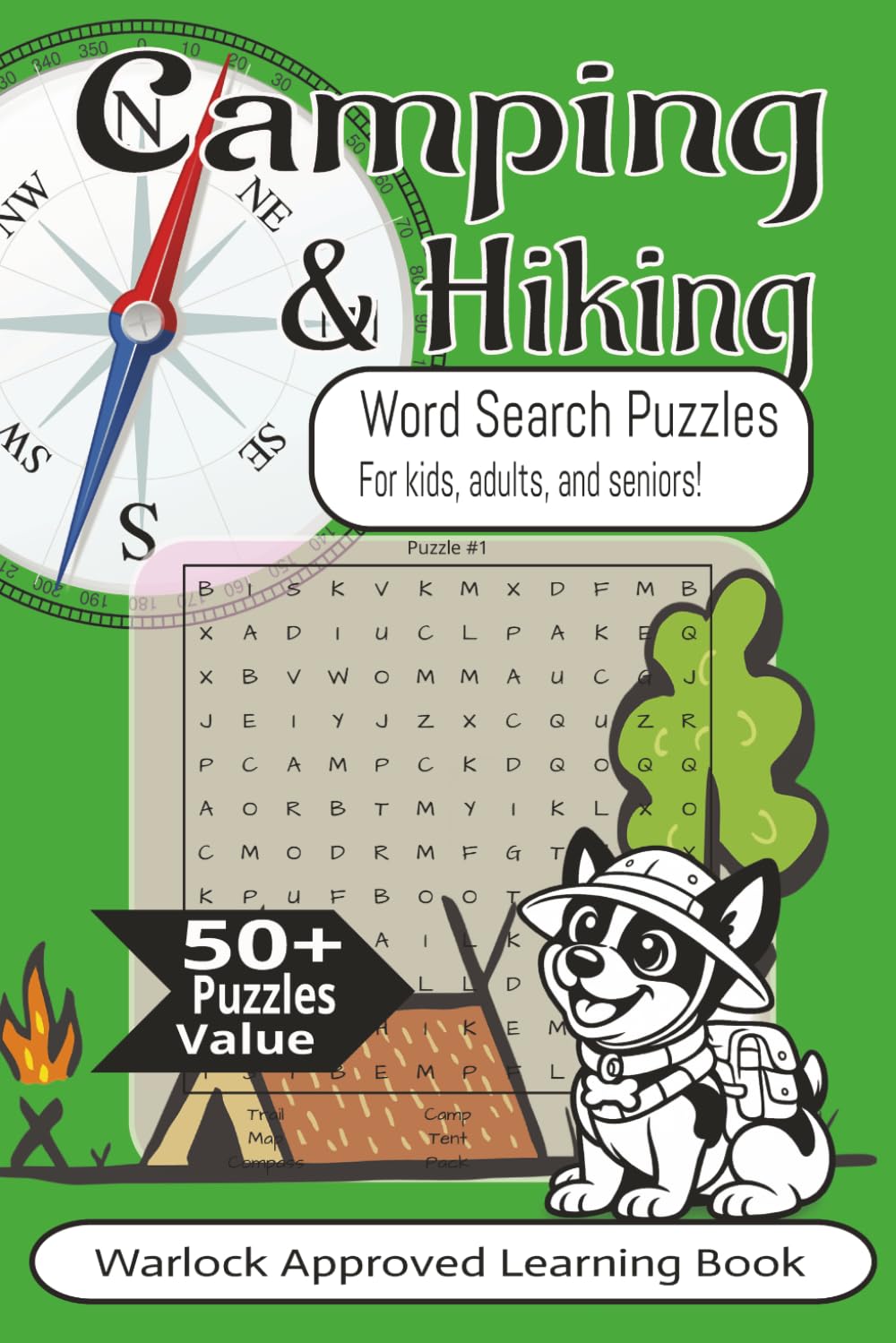 Warlock Approved: Camping & Hiking Word Search Puzzle Book: Learning fun for kids, adults and seniors