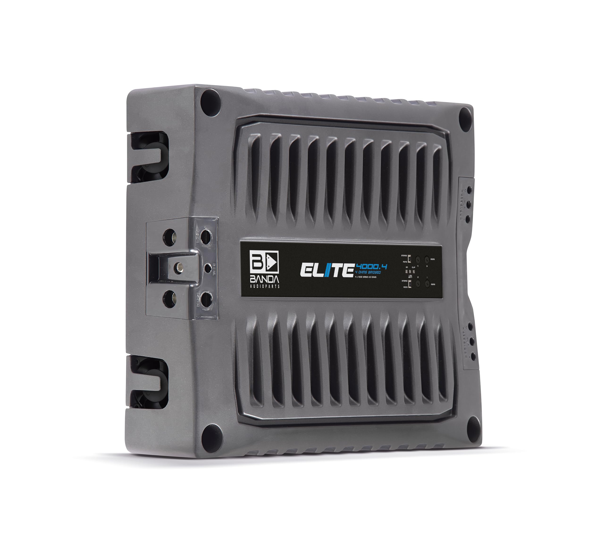 ELITE4000.42OHMS 4-Channel 1000 Watts Max @ 2 Ohm Car Audio Amplifier with Highpass Filter and Low Pass Filter, Black - 4000.42OHM