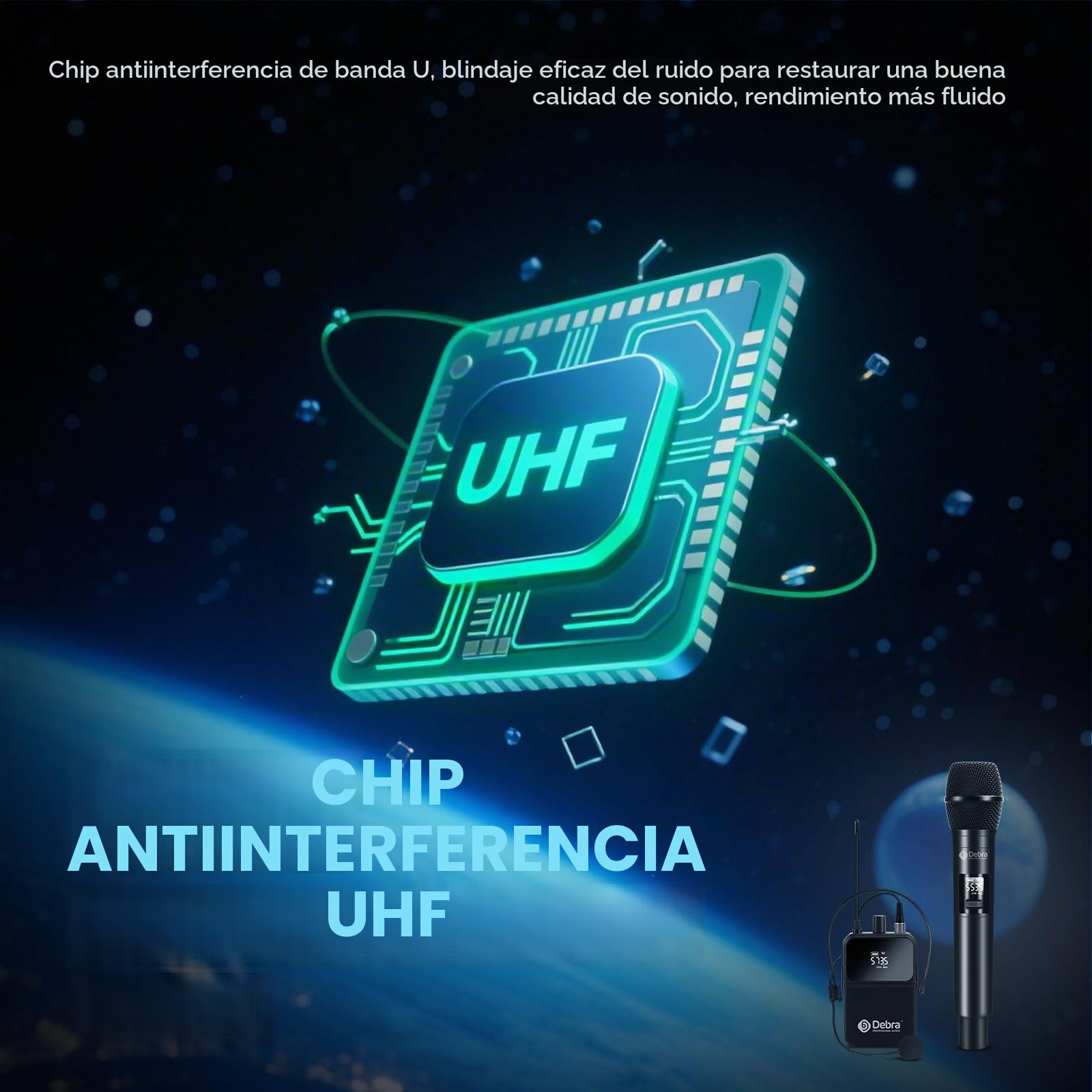 D Debra Sistema de Micrófono Inalámbrico 8 Canales DU8008 - Kit de 8 Micrófonos de Mesa para Conferencias, Salas de Reuniones y Seminarios, con Base Transmisora y Receptor Pantalla