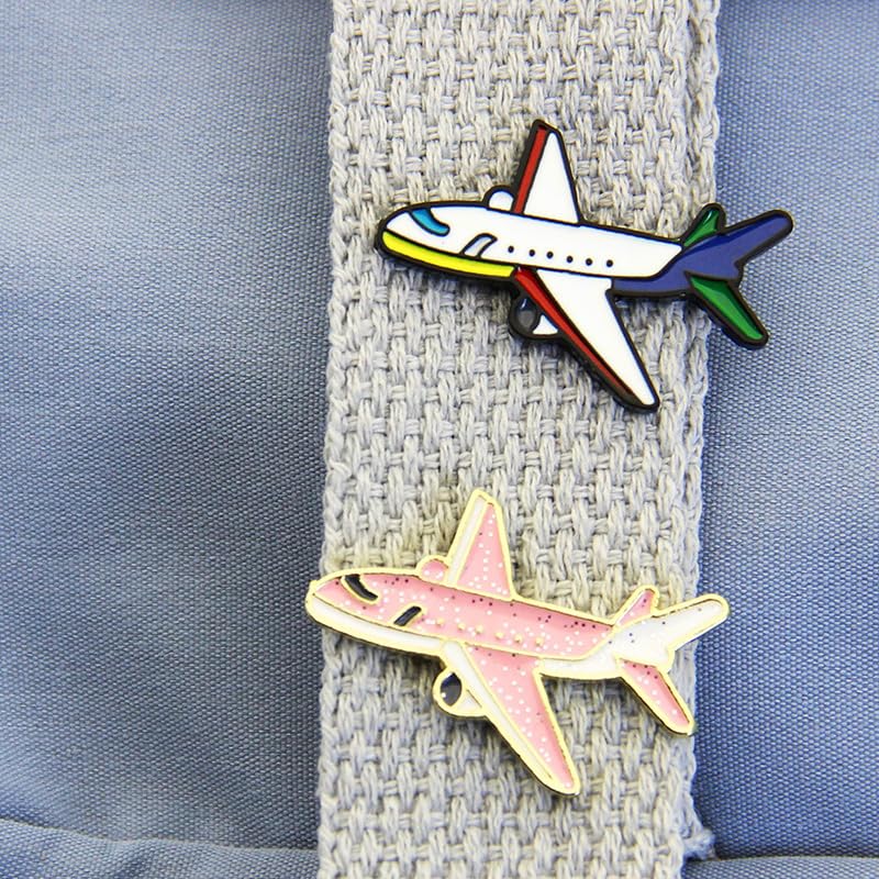 Image of 4Pcs Pink Flashing Airplane Metal Brooch Creative Aircraft Badge Pin Clothing Accessories Gift For Women