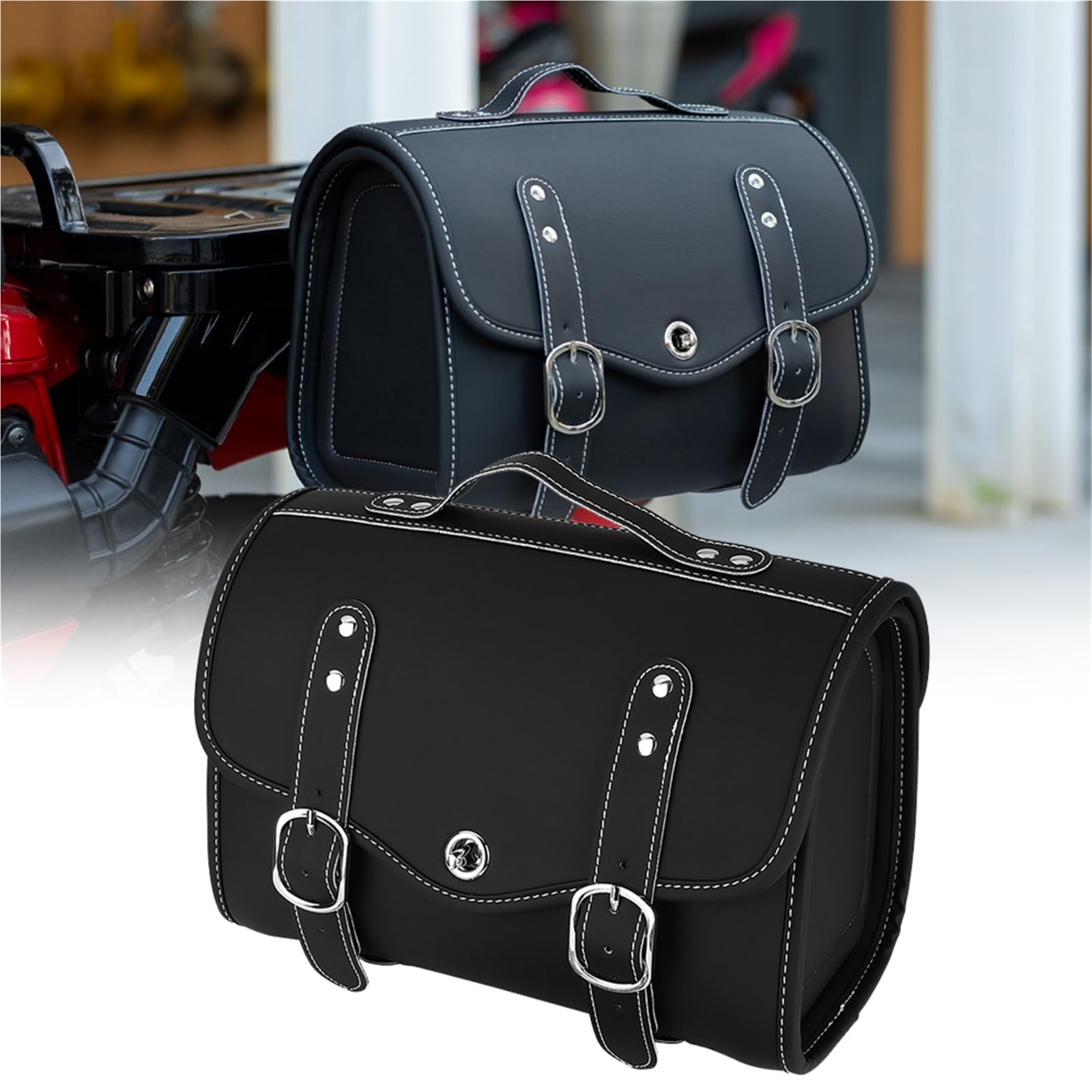 Baúl de moto universal maleta trasera impermeable de PU compatible con Versys 650 8