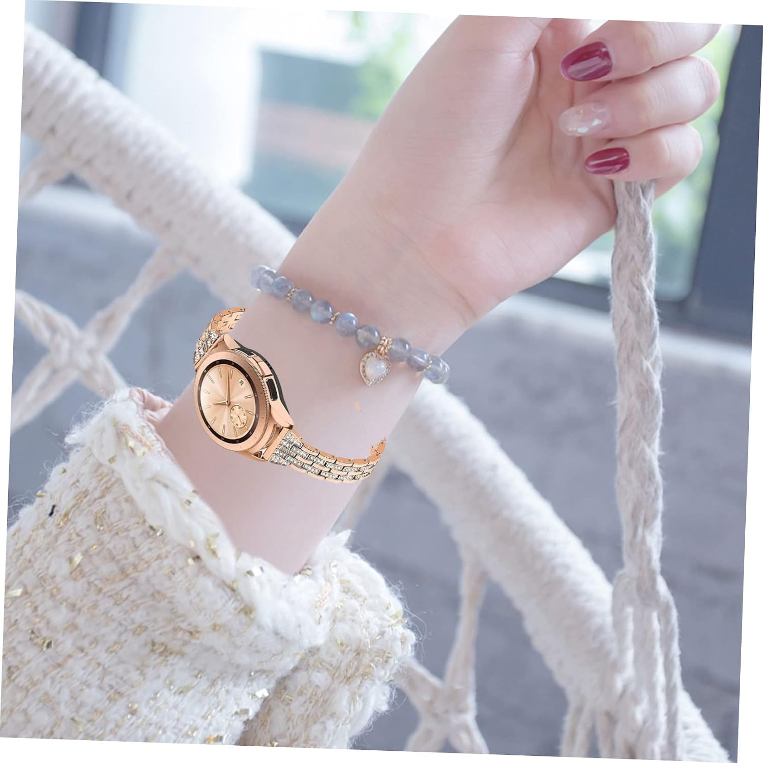 Levemolo Strap Charms Watch Band Shiny Watch Band Smartwatch Ultra Shiny Watchstrap Replaceable Glitter Watchband Watchband Stainless Steel Watchstraps Stainless Gold