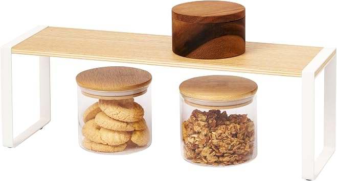 YAMAZAKI Home Kitchen Rack - Counter Storage Shelf Organizer Steel + WoodWhite