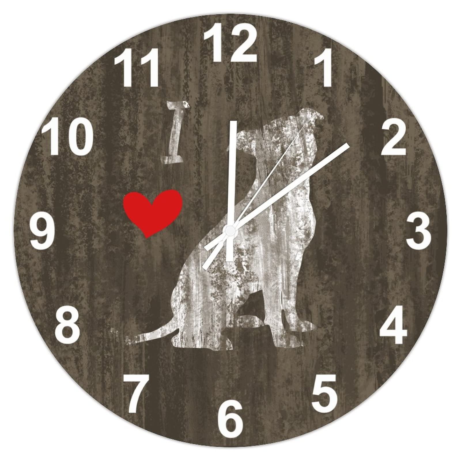 Horloge murale Toy Terrier bois cœur rouge pour amoureux des chiens