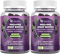 Vista 1 de Gomitas Pre y Post Probióticas, Enzimas Digestivas 5 en 1 Probióticas Prebióticas Postbióticas con Fibra, 120 Mil Millones de CFU de Probióticos