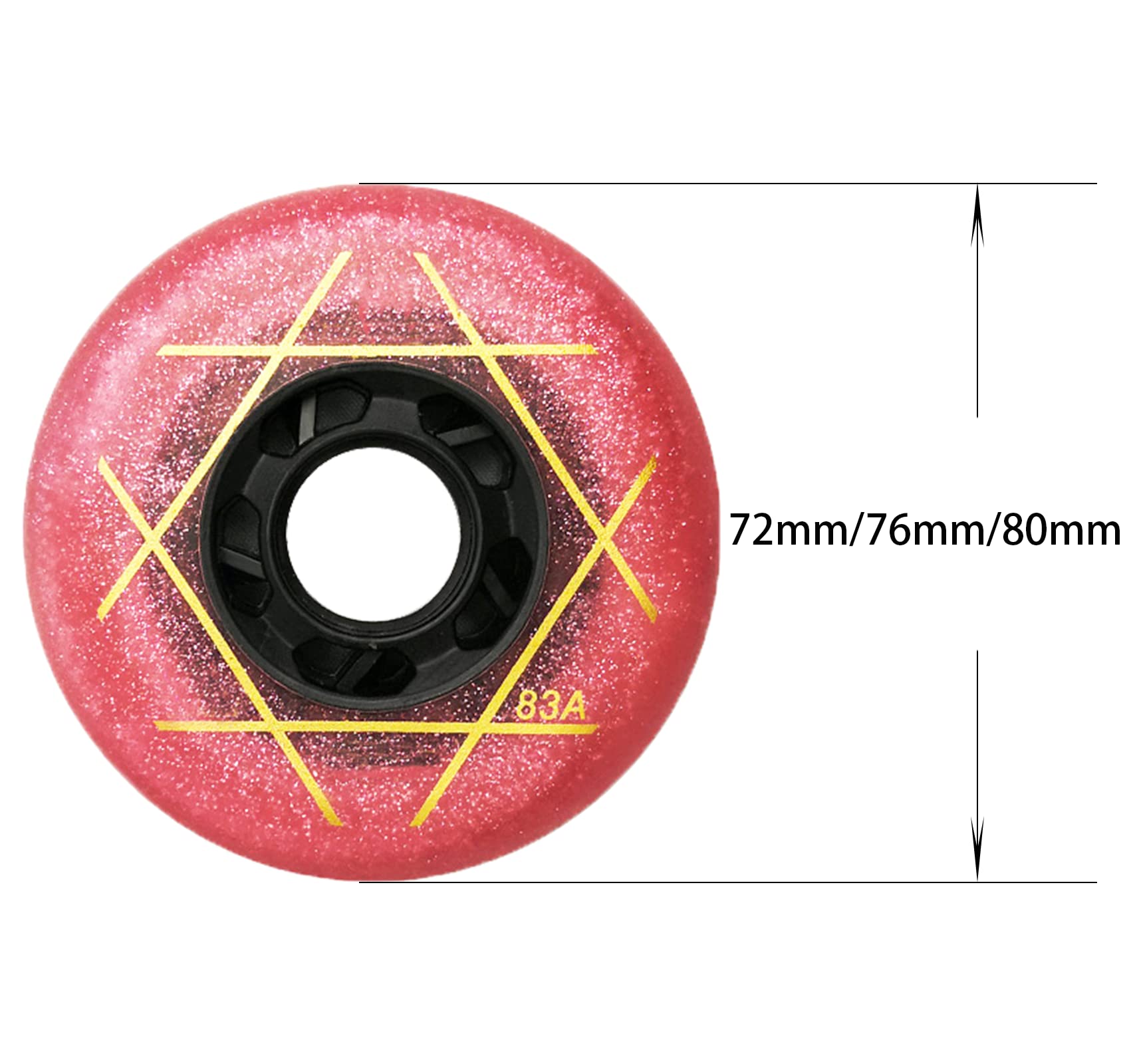 Genérico Ruedas de Repuesto para Patines en Línea Exterior Interior Ruedas de Patines de 72 mm, 76 mm Y 80 mm de Poliuretano de Alta Elasticidad para Frenos (Paquete de 8)