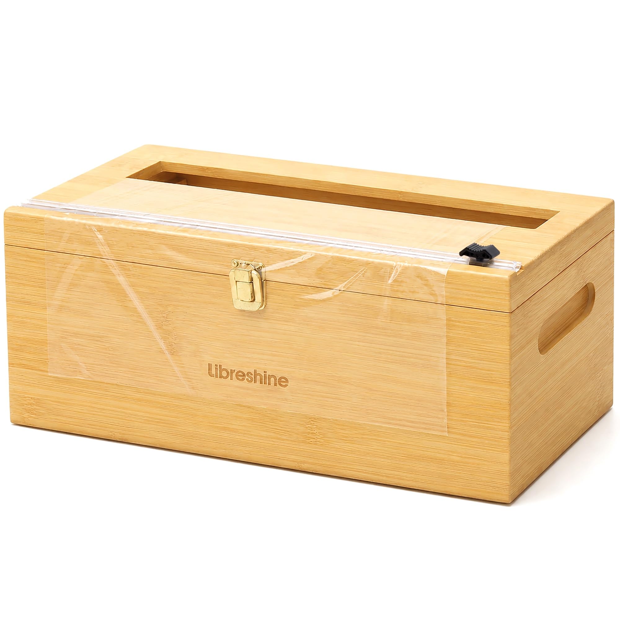 Libreshine 12-Inch Bamboo Plastic Wrap Dispenser with Cutter for Large Roll