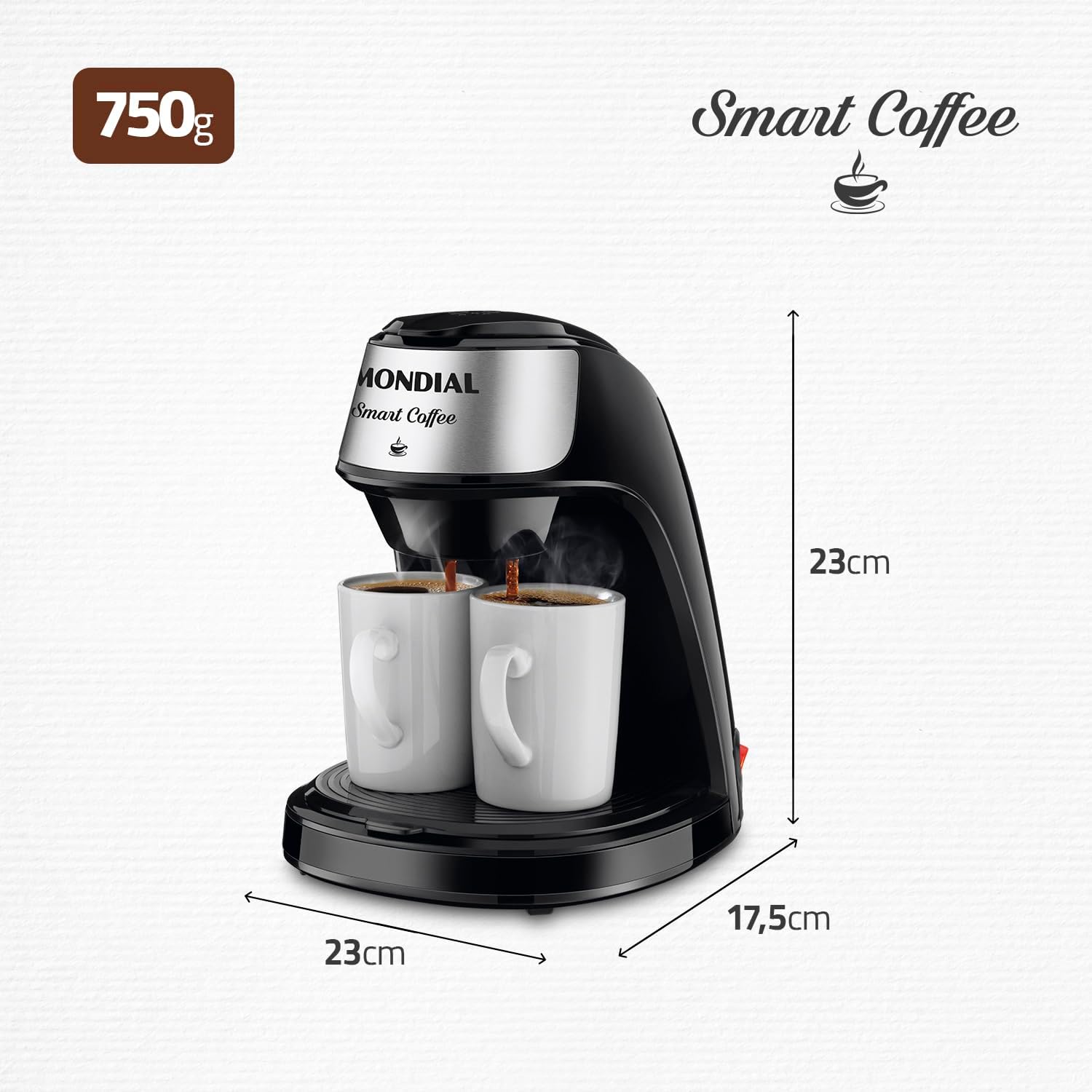 Cafeteira Elétrica Smart Coffe, Mondial, Preto/Inox, 500W, 110V - C-42-2X-BI