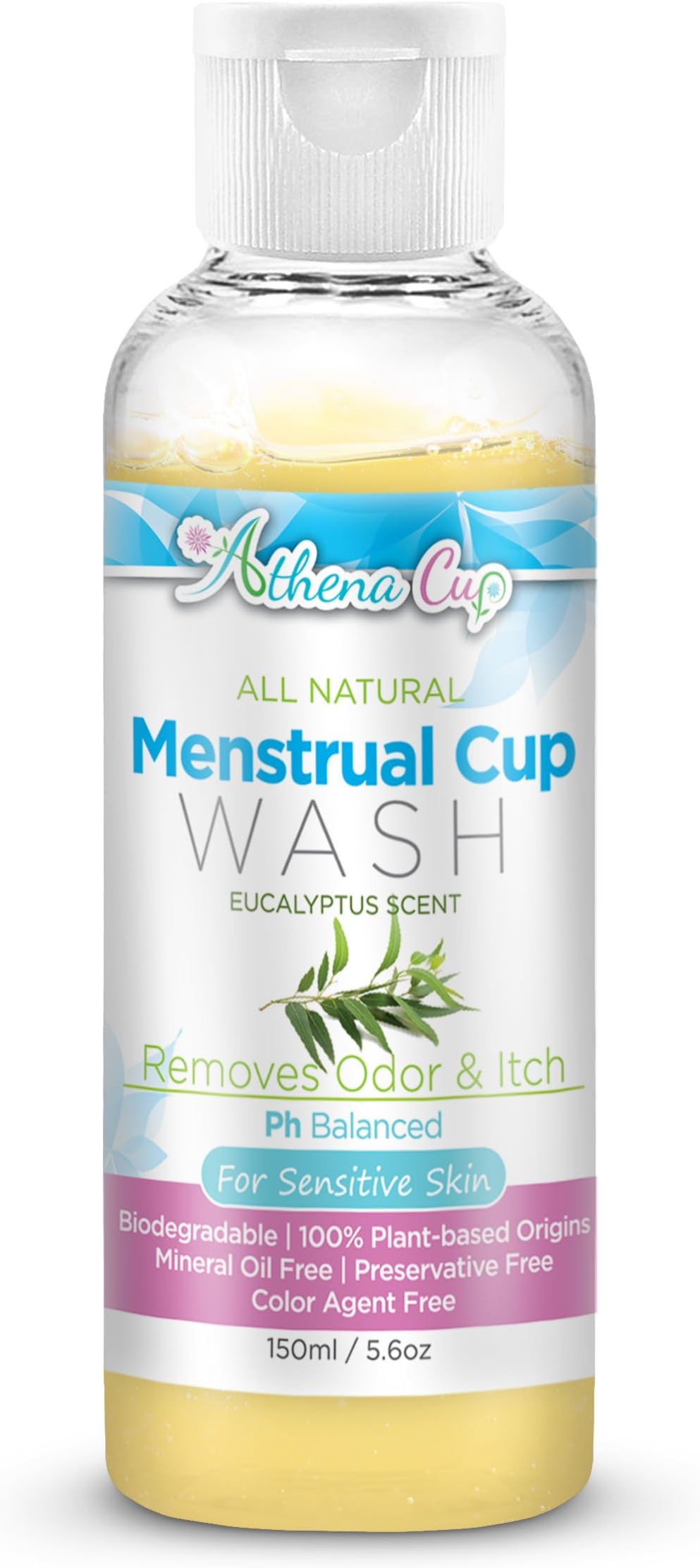Athena Menstrual Cup Cleaner Wash - Low pH Cleanser for All Menstrual Cups. Hypoallergenic and Natural Soap Nuts for Cleaning that Keeps Your Period Cup Just Like New