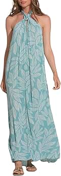 ELAN Women's Twist Halter Maxi Dress (Teal Cartagena Print, Large) at  Amazon Women's Clothing store