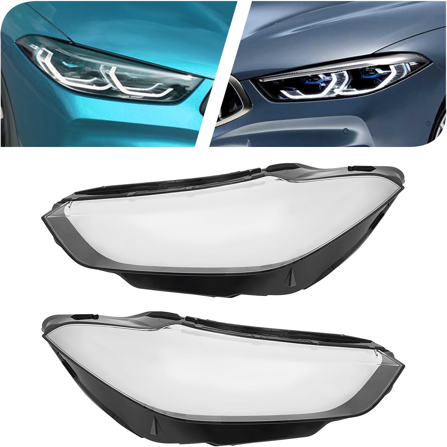 Headlight Lens Cover PC Shell Replacement for BMW 8 Series G14/G15/G16 2019-2023,1 Pair Left and Right Side Car Headlight Headlamp Lense Clear Lens Cover Replacemnt (1 Pair)